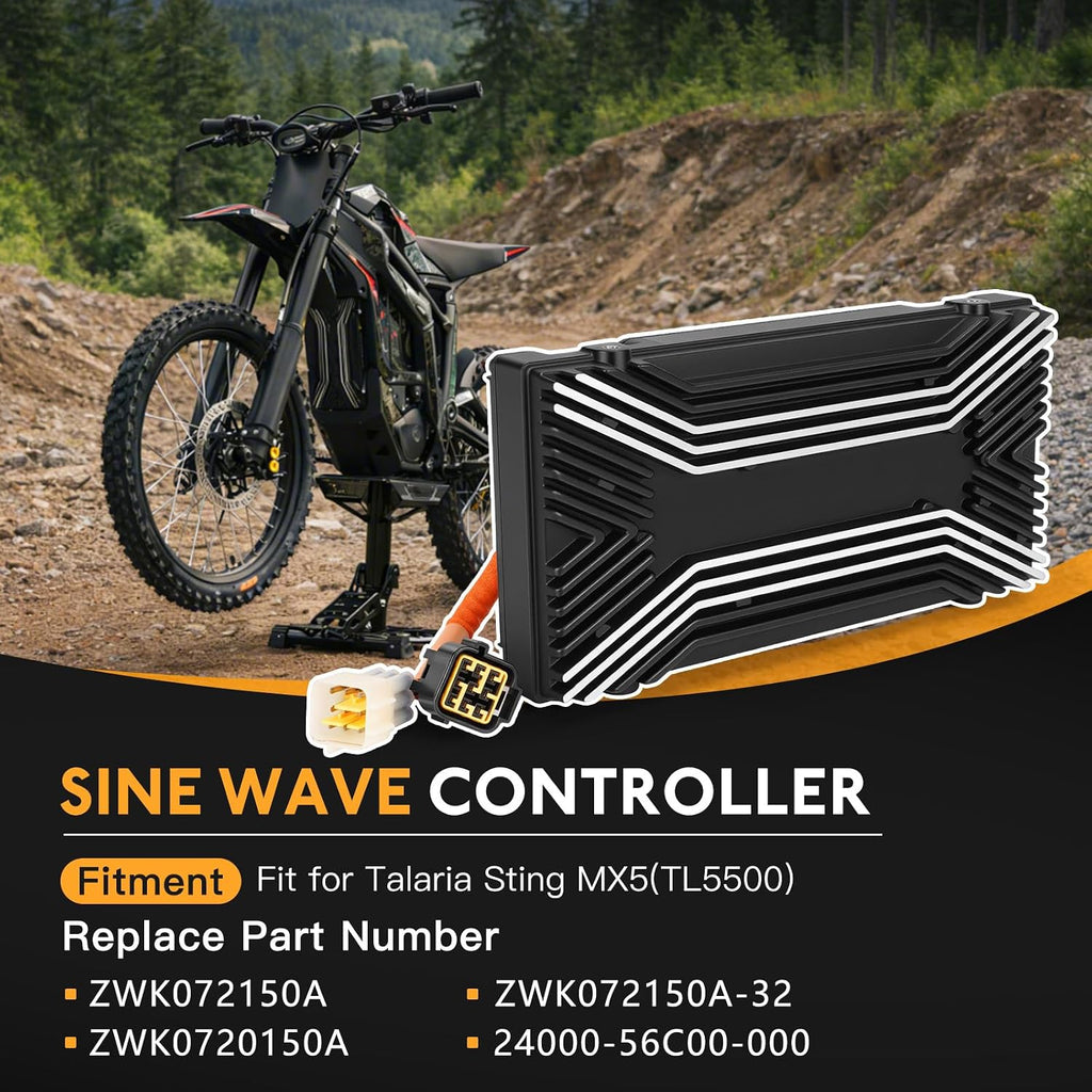 Controller Compatible with Talaria Sting MX5(TL5500), 72V 5.5KW ZWK072150A, Electric Dirt Bike Replacement Part, Sine Wave Brushless Motor Controller, 24000-56C00-000, ZWK0720150A