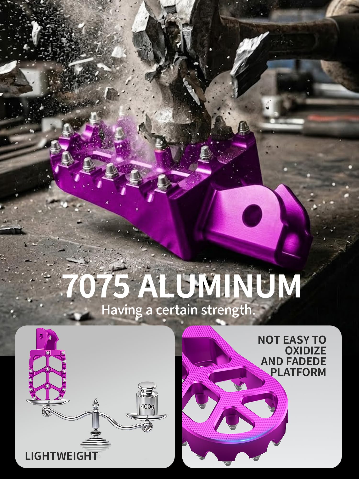 JFG RACING Dirt Bike Foot Pegs,7075 Aluminum CNC Pedals Rests for Surron Light Bee X and S/E Ride Pro SS/CRF150F CRF230F 03-19/CRF250F 19-24/XR150L 15-24/KDX200 83-94-Red