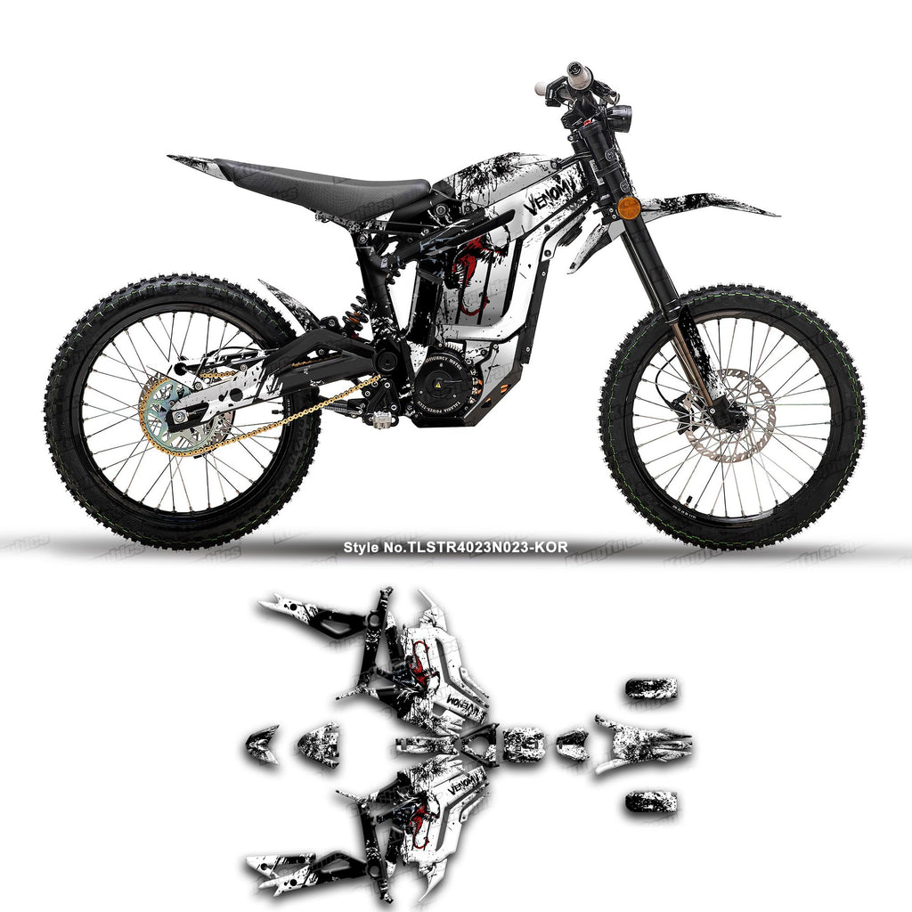 Decal Kit for Talaria Dirt Bike Sting R （with Front Plate, Talaria Fork）, Black White, TLSTR4023N023-KOR