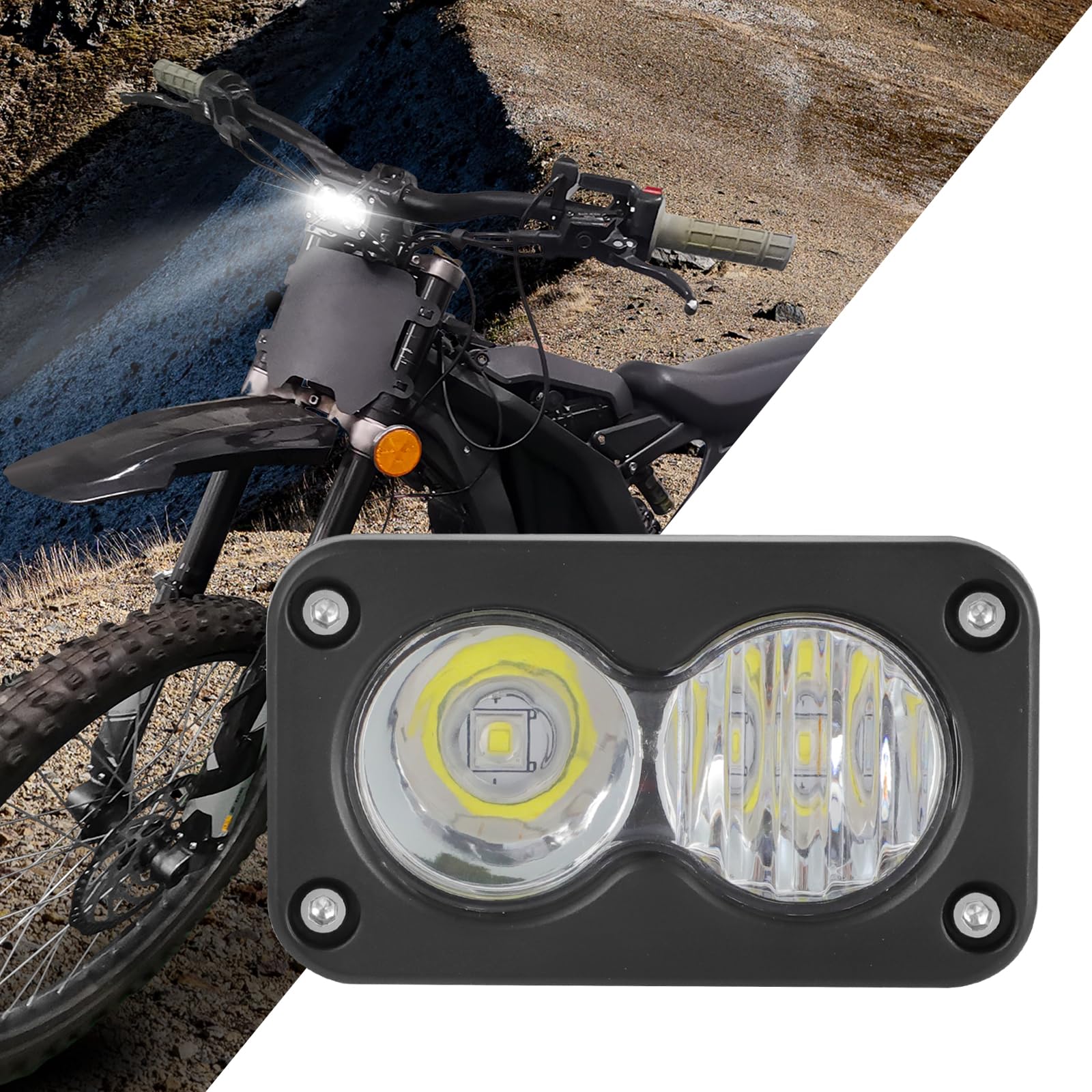 motoparty Dirtbike Headlight Kit for Sur-Ron Segway X260 Talaria Sting R MX4 PC Lens Motorcycle Light Bar Led Headlamp with Blue Light Switch