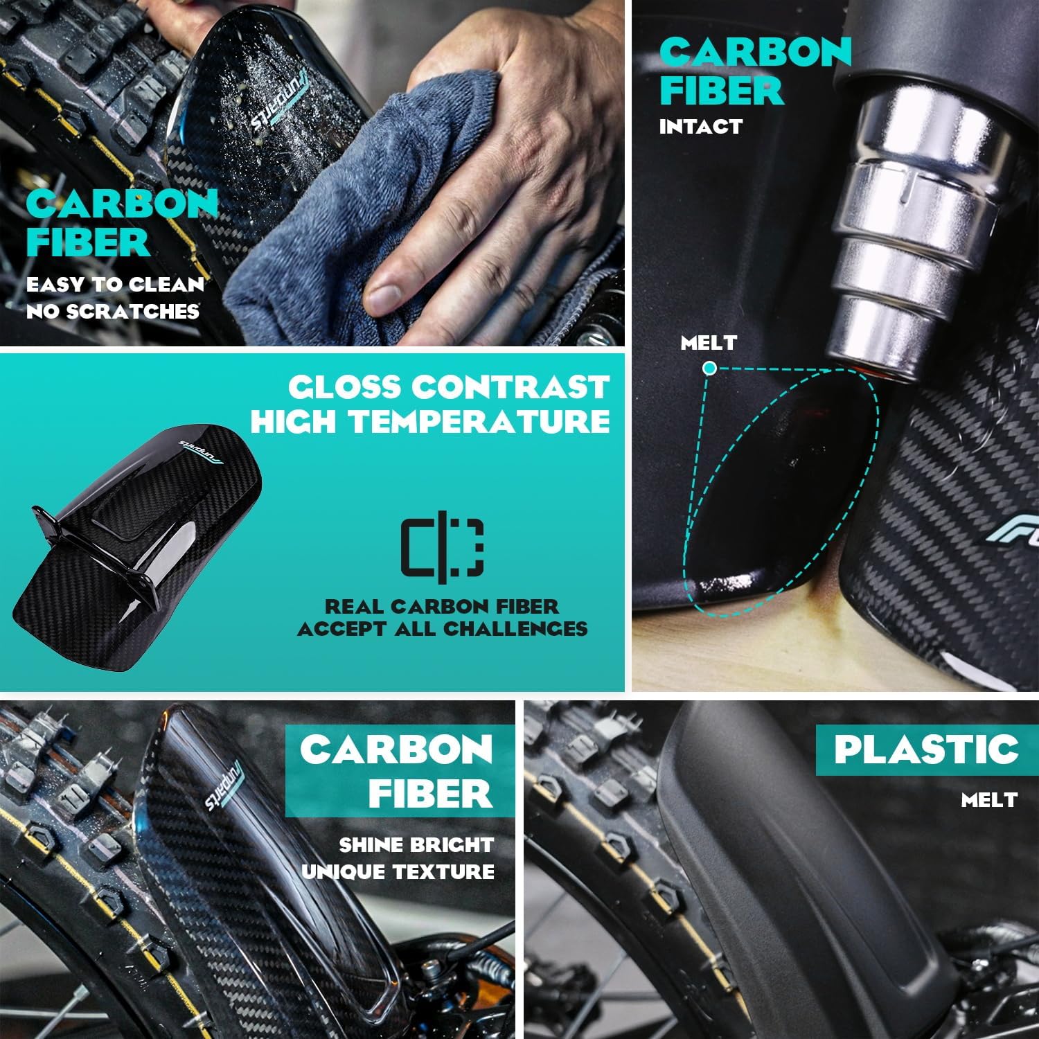 Funparts Sur Ron Rear Cushion Fender,Carbon Fiber Motorcycle Fender Mud Guard for Surron Sur Ron Light Bee X/S Segway X260 X160 Electric Dirt Bike
