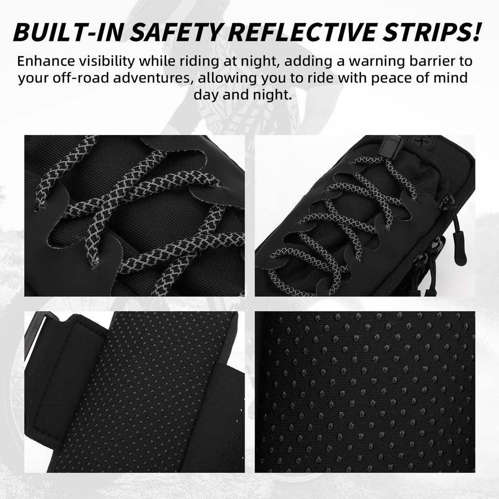 Motorcycle Frame Bag, Tear-Resistant Polyester Bike Phone Bag Magnetic Flip Design Dirtbike Pouch Accessories for Surron Talaria & E-Ride Pro Electric Ebike Vehicles (Black)