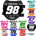 Custom ODI DH Electric Bike Number Plate Decal - Personalized Racing Graphics with Your Name & Number, Surron Multicolored Eye-catching Plate Design Decals.