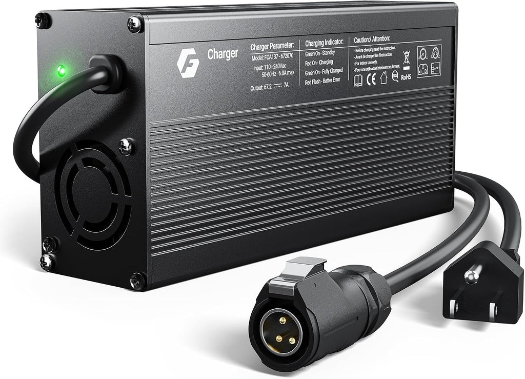 67.2V 7A Charger for Talaria Sting 4000 Series X3 L1E X3C MX3/MX4,3-Prong Power Supply with Cooling Fan,Efficient for Bike
