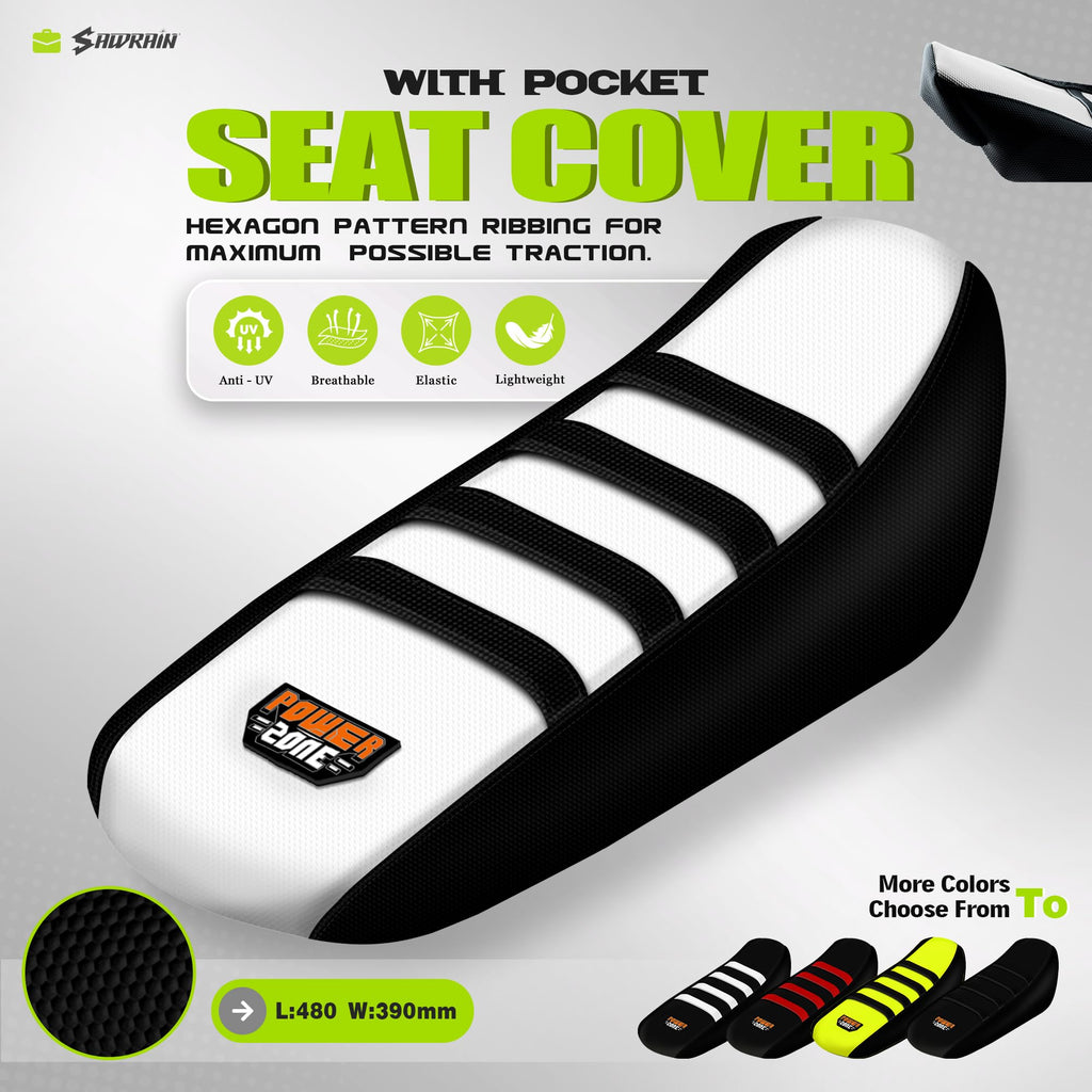 Gripper Dirt Bike Seat Cover for Sur Ron Light Bee X/S, Motorcycle Electric Bike Seat Covers (Black-White)