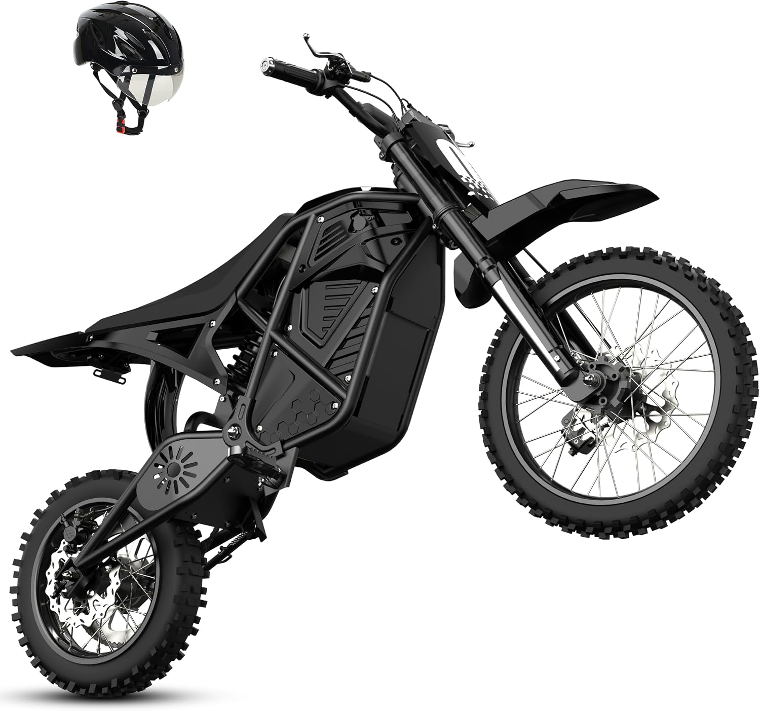 ESKUTE Electric Dirt Bike for Teens Adults, Mid-Drive Motor 3500W Peak, Electric Motorcycle 48V23Ah Battery, Hydraulic Disc Brake，53Mile,38mph, Hydraulic Nitrogen Dual Shock Absorbers,Black