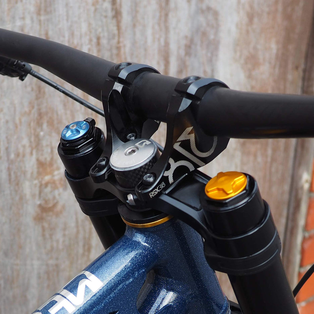 Funn RSX Mountain Bike Direct Mount Bike Stem with 31.8mm Bar Clamp, 2 Pieces Lightweight Split Design for Dual Crown Forks, Adjustable Extension 45-50mm
