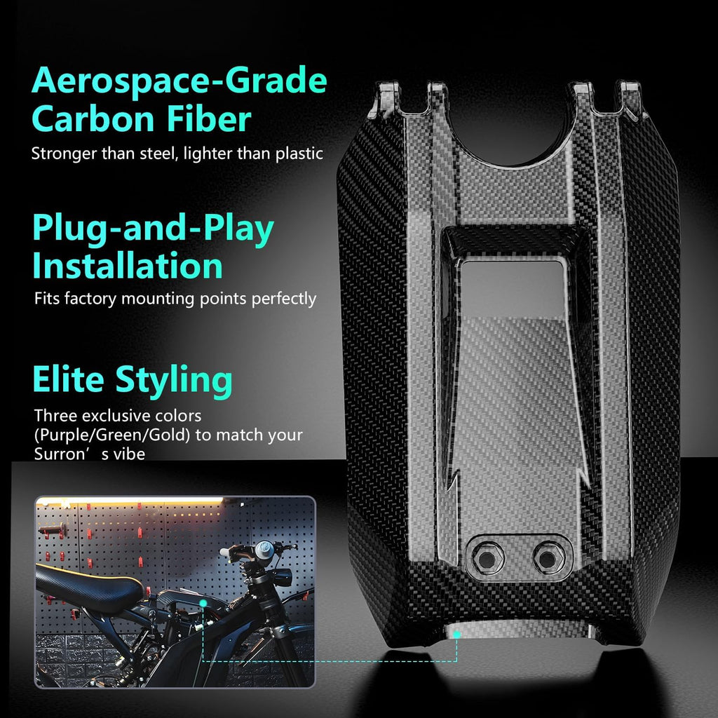 Funparts Battery Cover for Surron LBX,Carbon Fiber Battery Lid Guards Wrap for Sur Ron Light Bee X Electric Dirt Bike Vehicle Covers Black