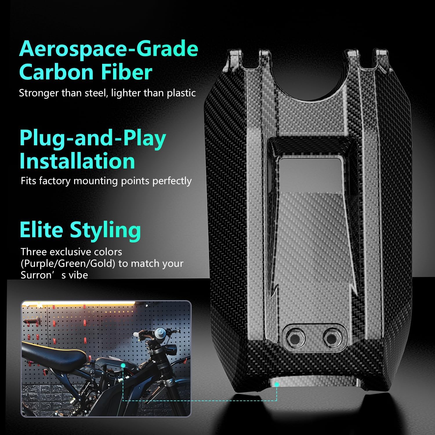 Funparts Battery Cover for Surron LBX,Carbon Fiber Battery Lid Guards Wrap for Sur Ron Light Bee X Electric Dirt Bike Vehicle Covers Black