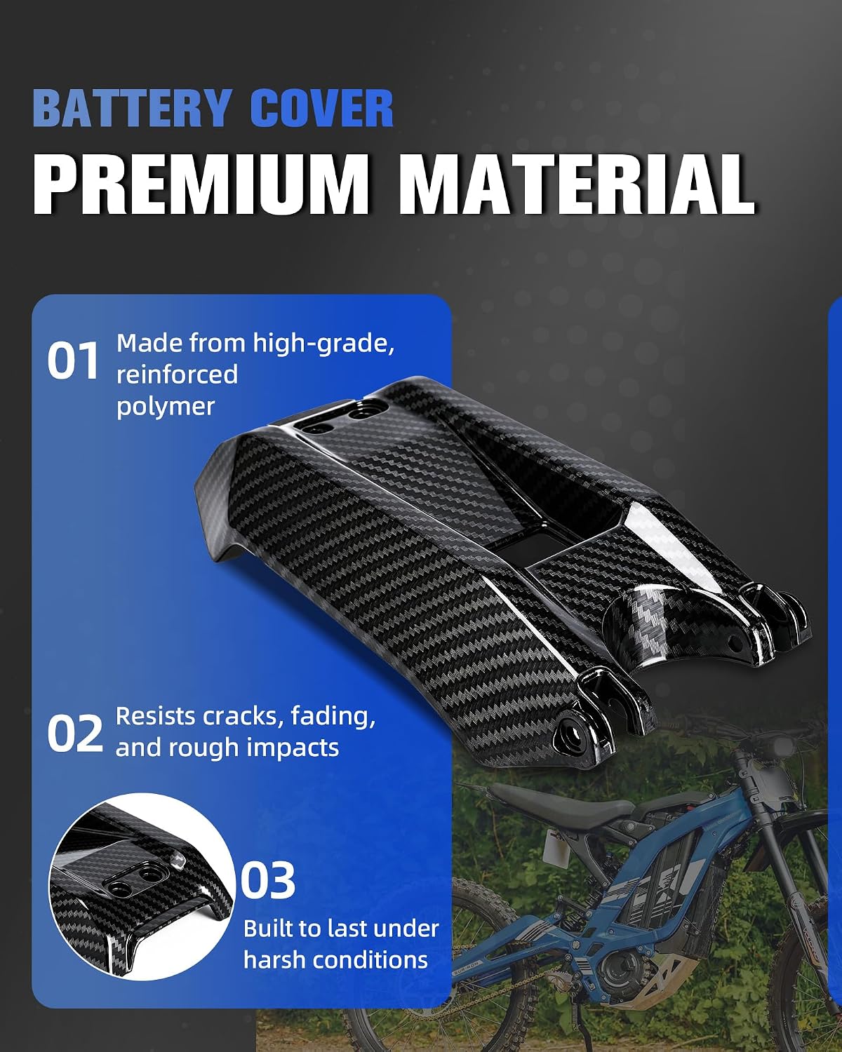 Battery Cover for Surron LBX, Electric Dirt Bike Battery Cover Lid Warp for Sur Ron Light Bee X/S Imitation Carbon Fiber,PP Material