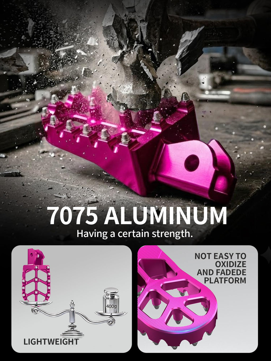 JFG RACING Dirt Bike Foot Pegs,7075 Aluminum CNC Pedals Rests for Surron Light Bee X and S/E Ride Pro SS/CRF150F CRF230F 03-19/CRF250F 19-24/XR150L 15-24/KDX200 83-94-Red