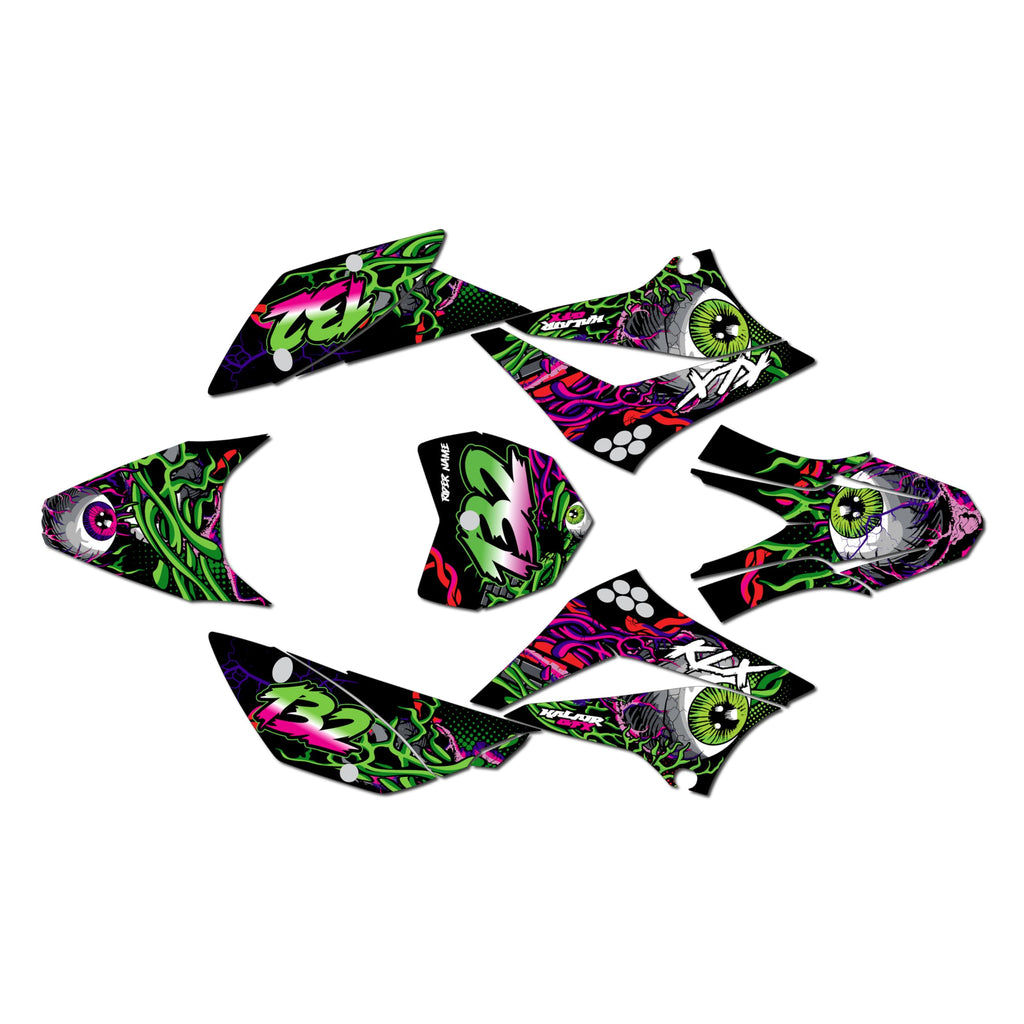 Graphics Kit for Kawasaki KLX 110 (2010-2023) CORE Series Green-shift 16 Mil - Dirt bike Custom Racing Graphics Decals Stickers Kit, no-plastics