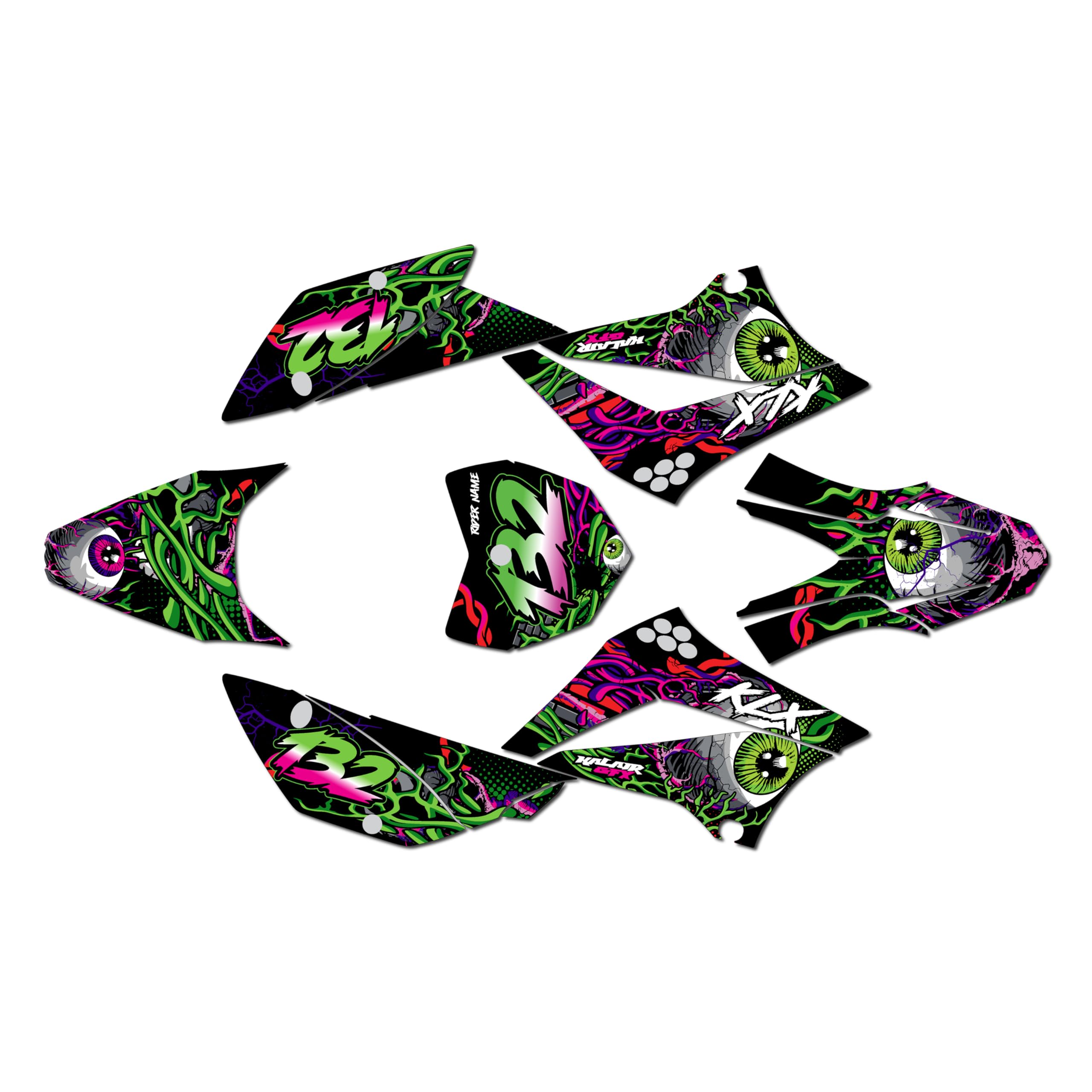Graphics Kit for Kawasaki KLX 110 (2010-2023) CORE Series Green-shift 16 Mil - Dirt bike Custom Racing Graphics Decals Stickers Kit, no-plastics