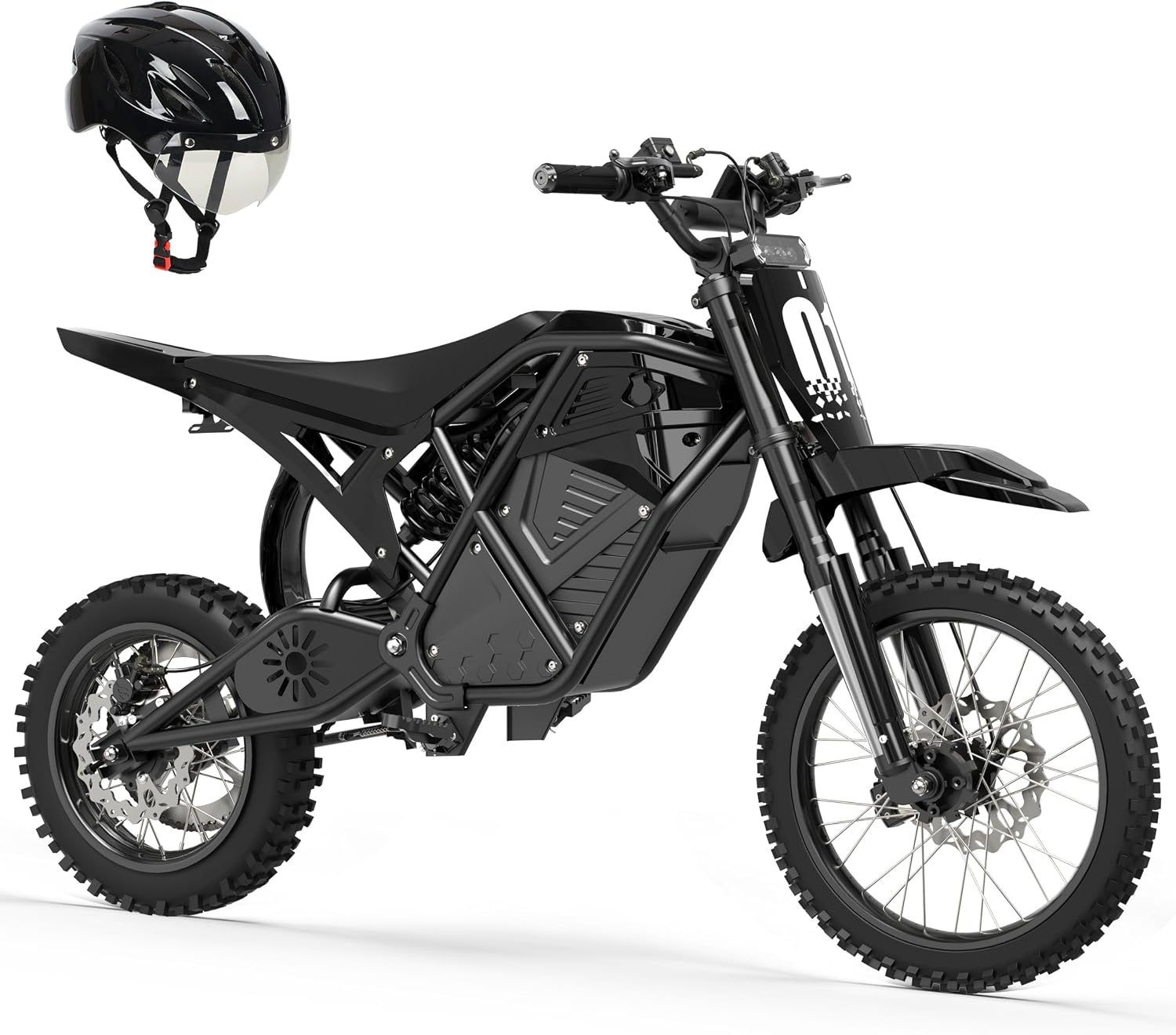 ESKUTE Electric Dirt Bike for Teens Adults, Mid-Drive Motor 3500W Peak, Electric Motorcycle 48V23Ah Battery, Hydraulic Disc Brake，53Mile,38mph, Hydraulic Nitrogen Dual Shock Absorbers,Black