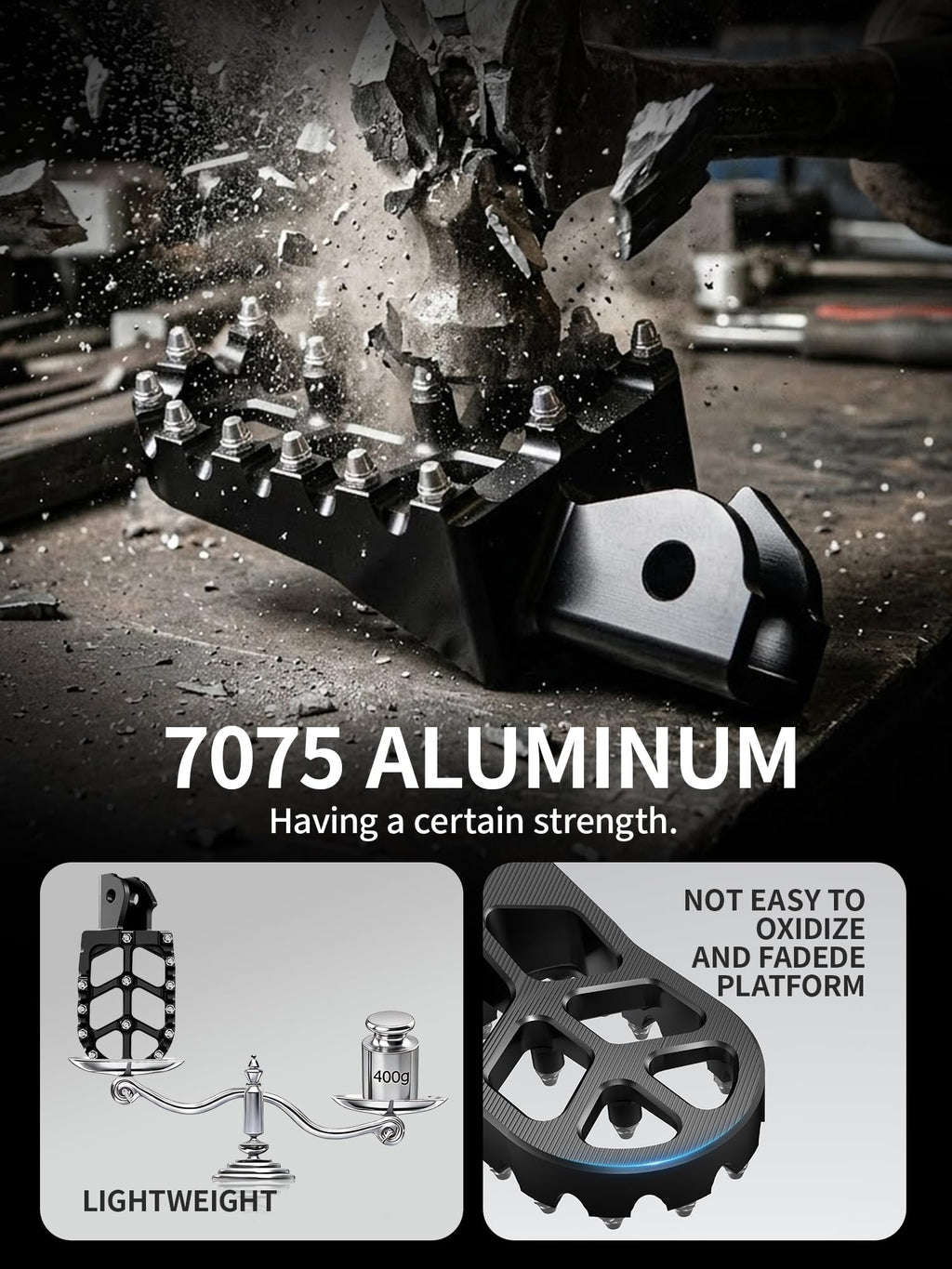 JFG RACING Dirt Bike Foot Pegs,7075 Aluminum CNC Pedals Rests for Surron Light Bee X and S/E Ride Pro SS/CRF150F CRF230F 03-19/CRF250F 19-24/XR150L 15-24/KDX200 83-94-Red