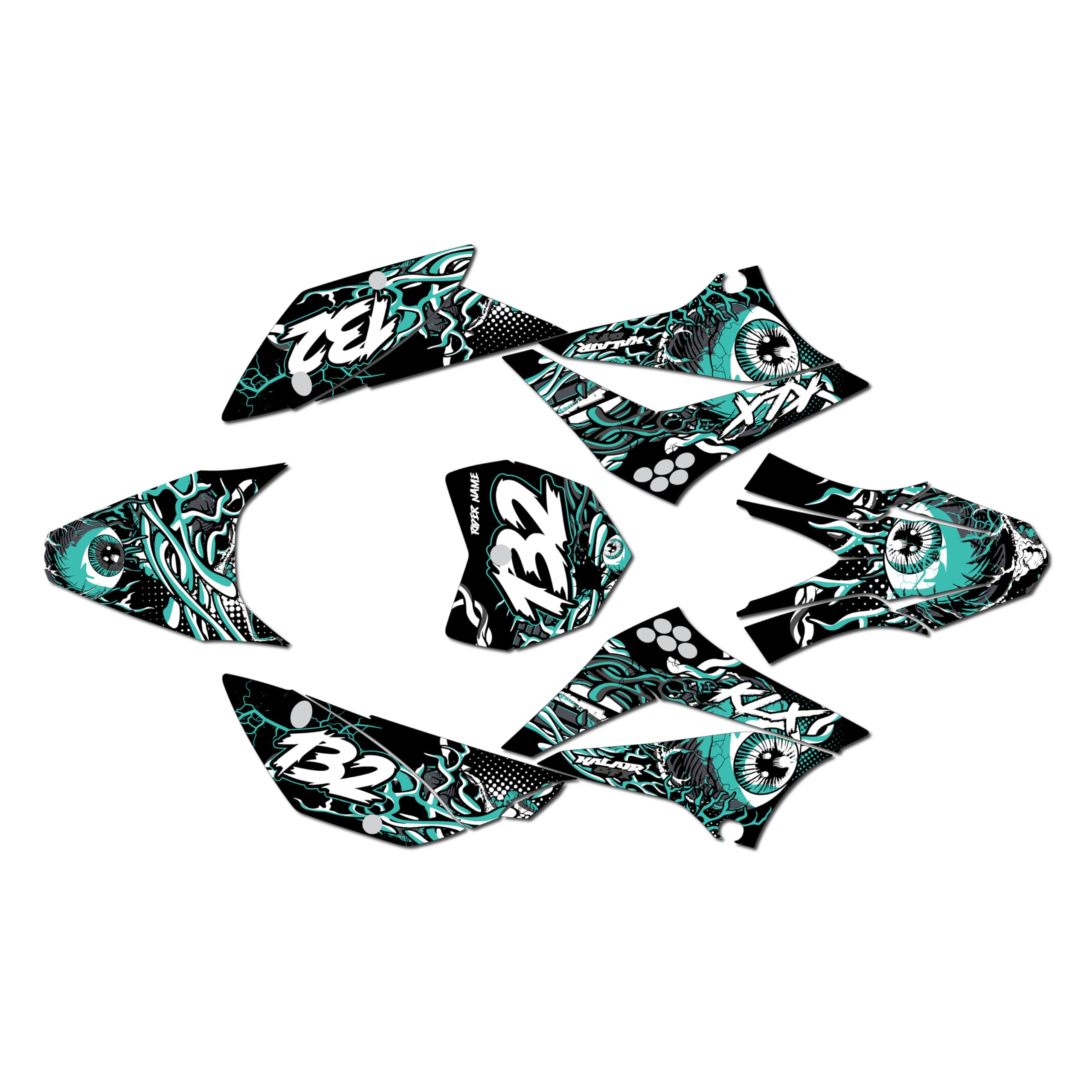 Graphics Kit for Kawasaki KLX 110 (2010-2023) CORE Series Green-shift 16 Mil - Dirt bike Custom Racing Graphics Decals Stickers Kit, no-plastics