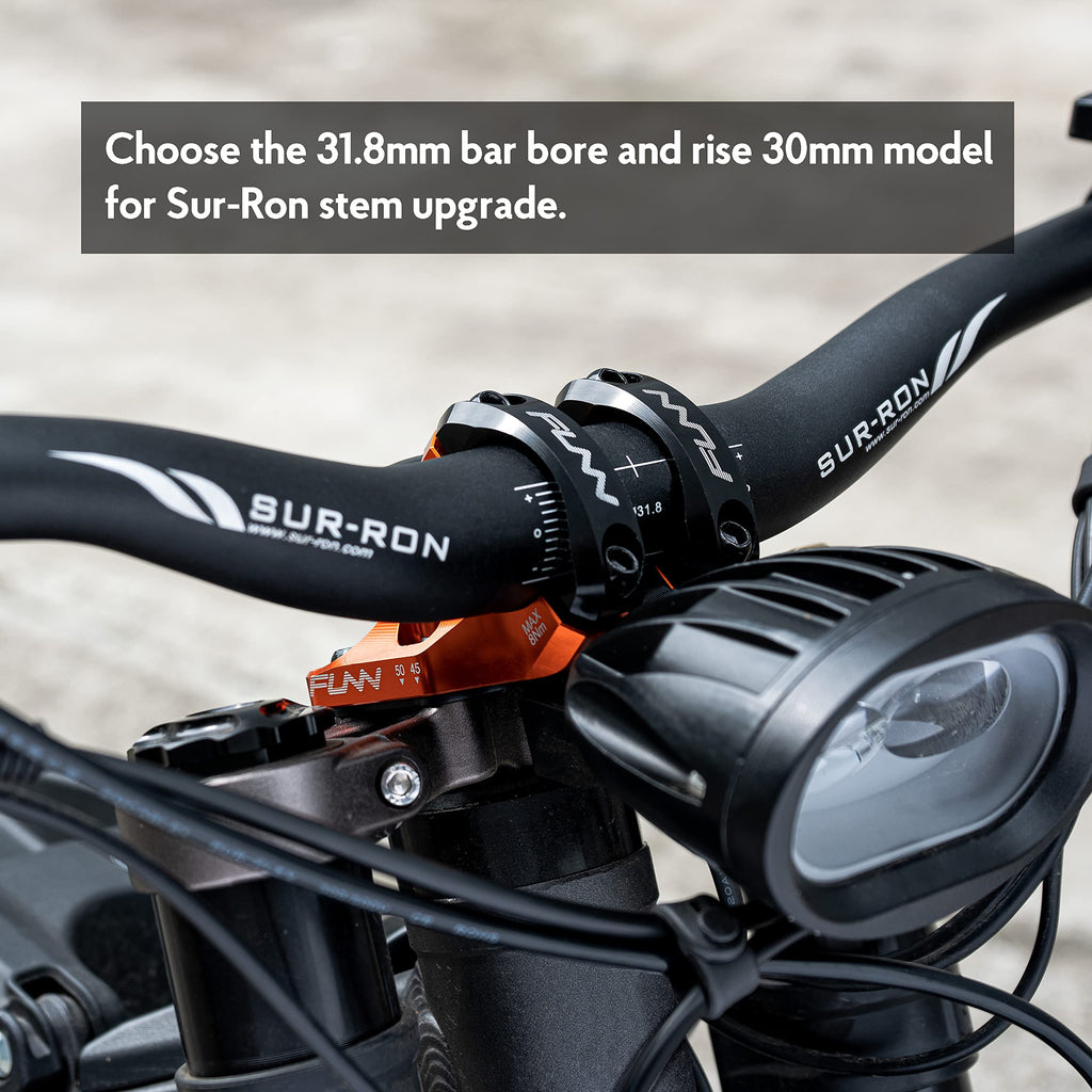 Funn RSX Mountain Bike Direct Mount Bike Stem with 31.8mm Bar Clamp, 2 Pieces Lightweight Split Design for Dual Crown Forks, Adjustable Extension 45-50mm