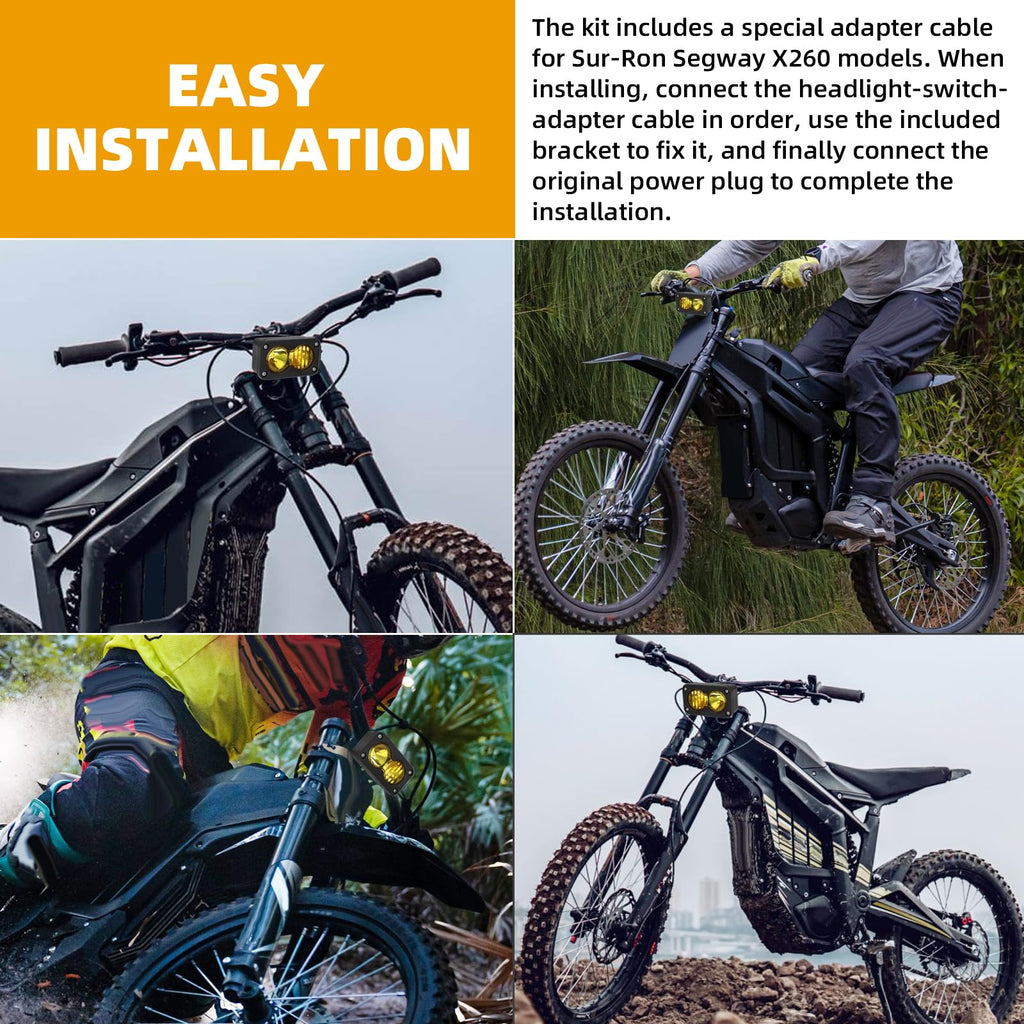 Dirtbike Headlight Kit for Sur-Ron Segway X260 Talaria Sting R MX4 PC Lens Motorcycle Yellow Light Bar Led Headlamp