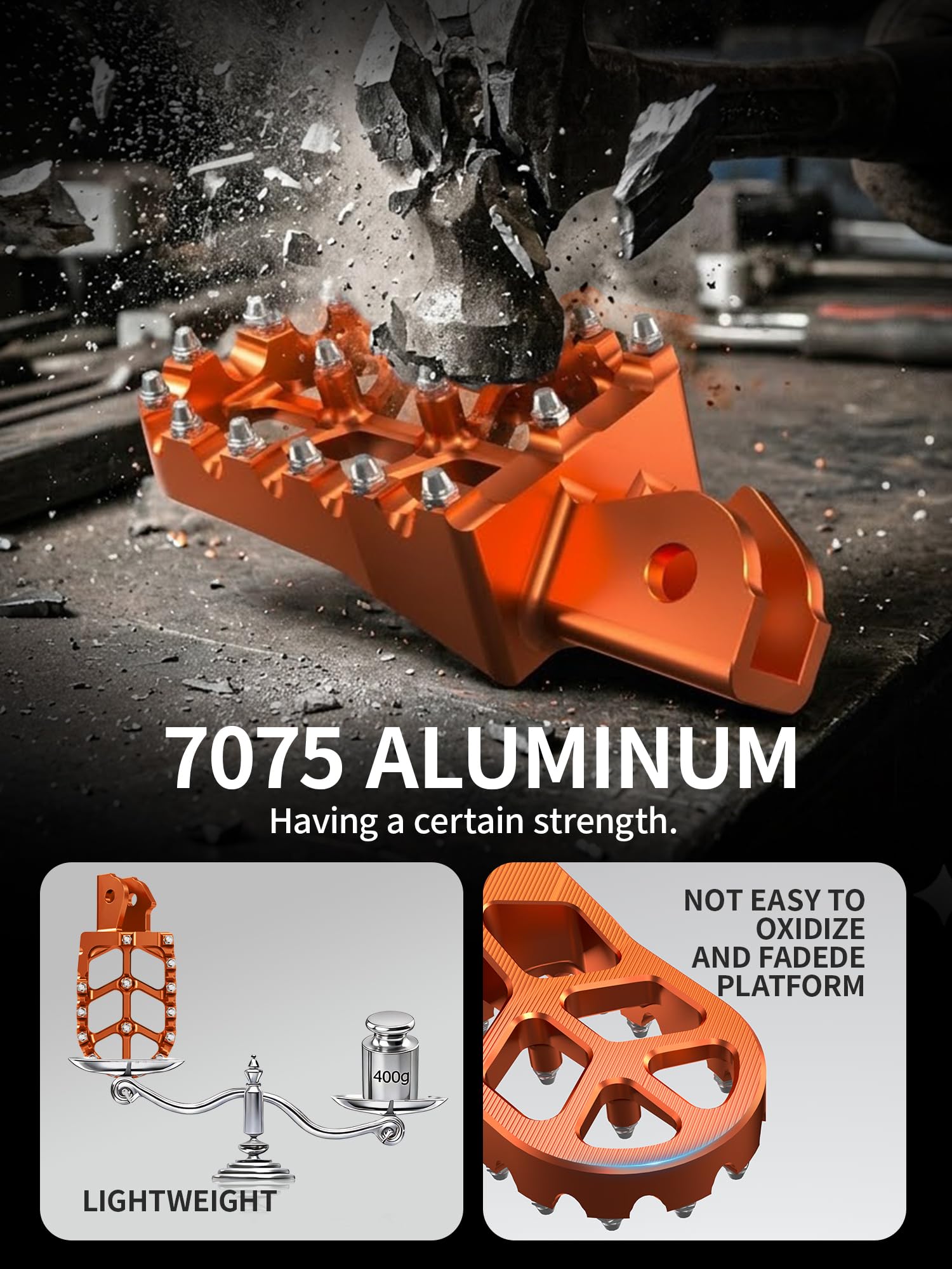 JFG RACING Dirt Bike Foot Pegs,7075 Aluminum CNC Pedals Rests for Surron Light Bee X and S/E Ride Pro SS/CRF150F CRF230F 03-19/CRF250F 19-24/XR150L 15-24/KDX200 83-94-Red