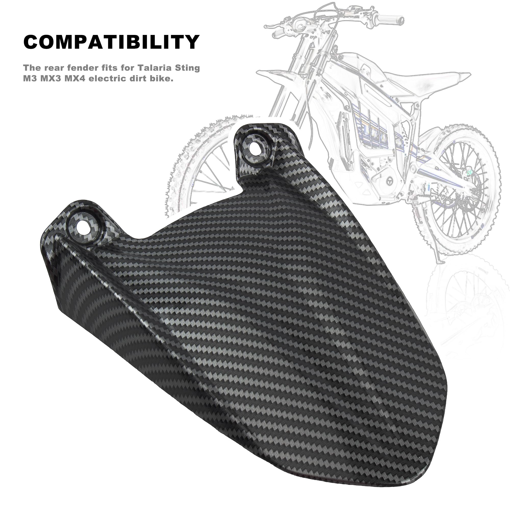 Short Rear Fender Protector,Talaria Rear Mudguard For MX3 MX4 Electric Dirt Bike EBike - Carbon Fiber