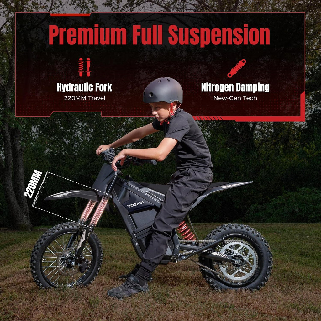 Yozma IN10 Electric Dirt Bike, 2600W 64.4km/h Electric Motorcycle with 48V/23AH Battery Ebike, Full Hydraulic Brakes and Suspensions Mountain Off-Road E Dirt Bike