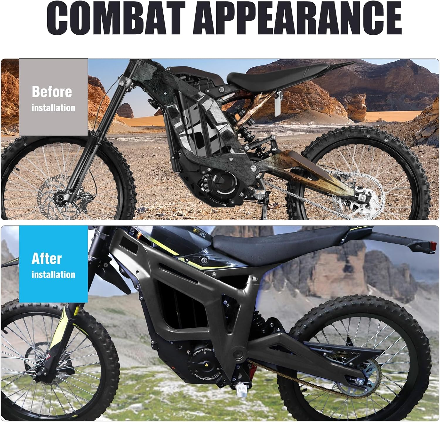 Body Frame Protective Cover for Talaria Sting MX3 MX4 MX4 MX5 EVO/EXPE Protective Case,Body Frame Protector Guard Sticker, E-Bike Accessoires for Talaria(Shiny Black)