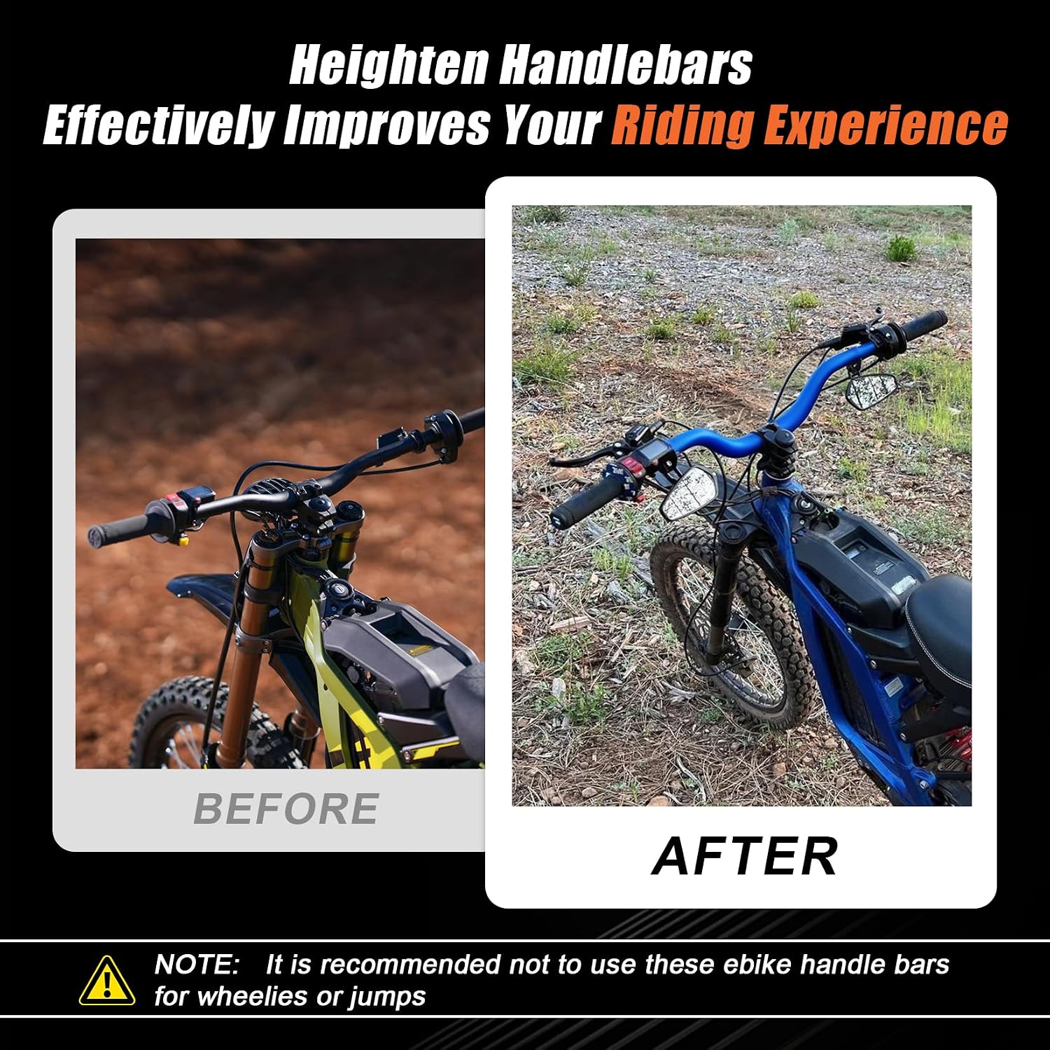 Motorcycle Handle Bars, PSLER Heighten Handlebars 7/8 22mm Handlebars 31.8mm Riser Handlebar for Sur Ron Light Bee X/S Segway X160/X260 Talaria Sting MX3 R MX4 Talaria XXX E-Ride Pro 79Bike (Black)