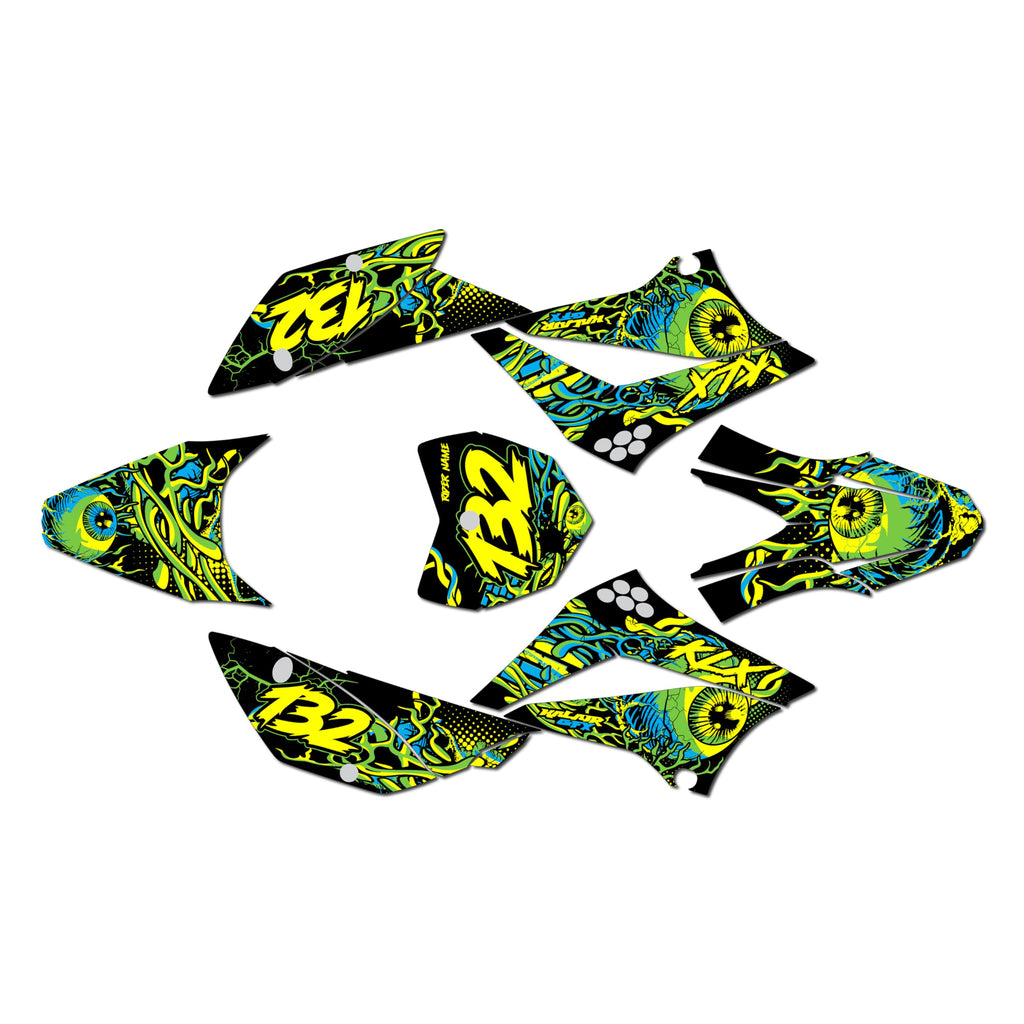 Graphics Kit for Kawasaki KLX 110 (2010-2023) CORE Series Green-shift 16 Mil - Dirt bike Custom Racing Graphics Decals Stickers Kit, no-plastics