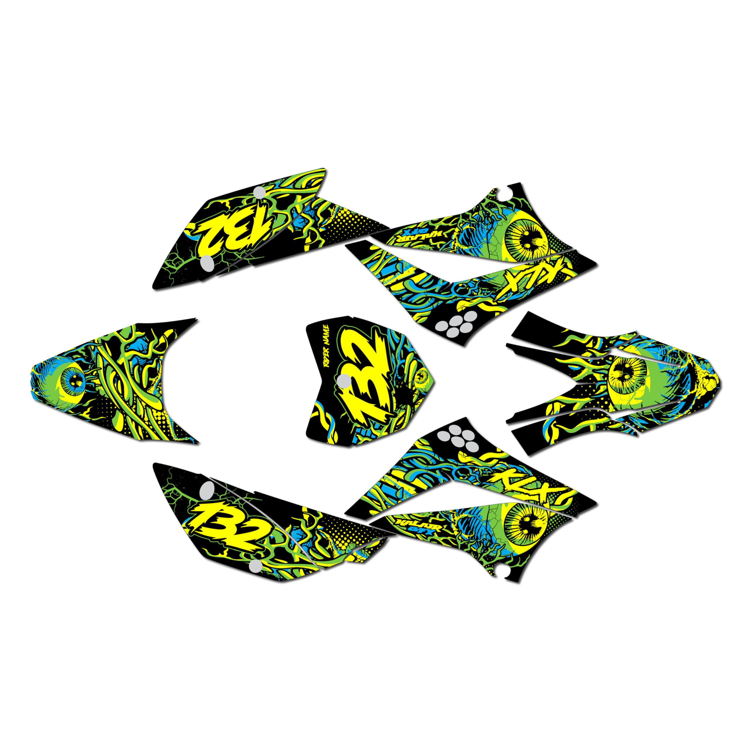 Graphics Kit for Kawasaki KLX 110 (2010-2023) CORE Series Green-shift 16 Mil - Dirt bike Custom Racing Graphics Decals Stickers Kit, no-plastics