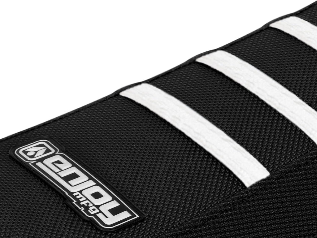 Enjoy Mfg Seat Cover - Compatible with Yamaha TTR 110 - All Black/White Ribs