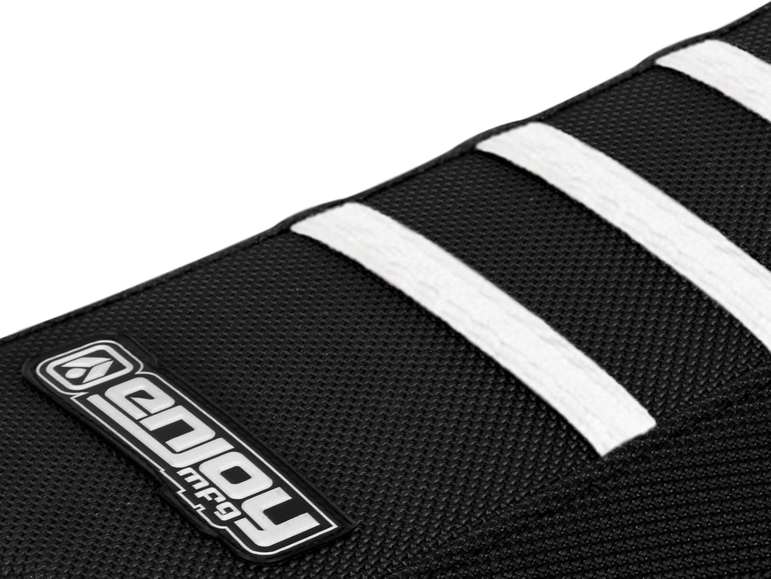 Enjoy Mfg Seat Cover - Compatible with Yamaha TTR 110 - All Black/White Ribs