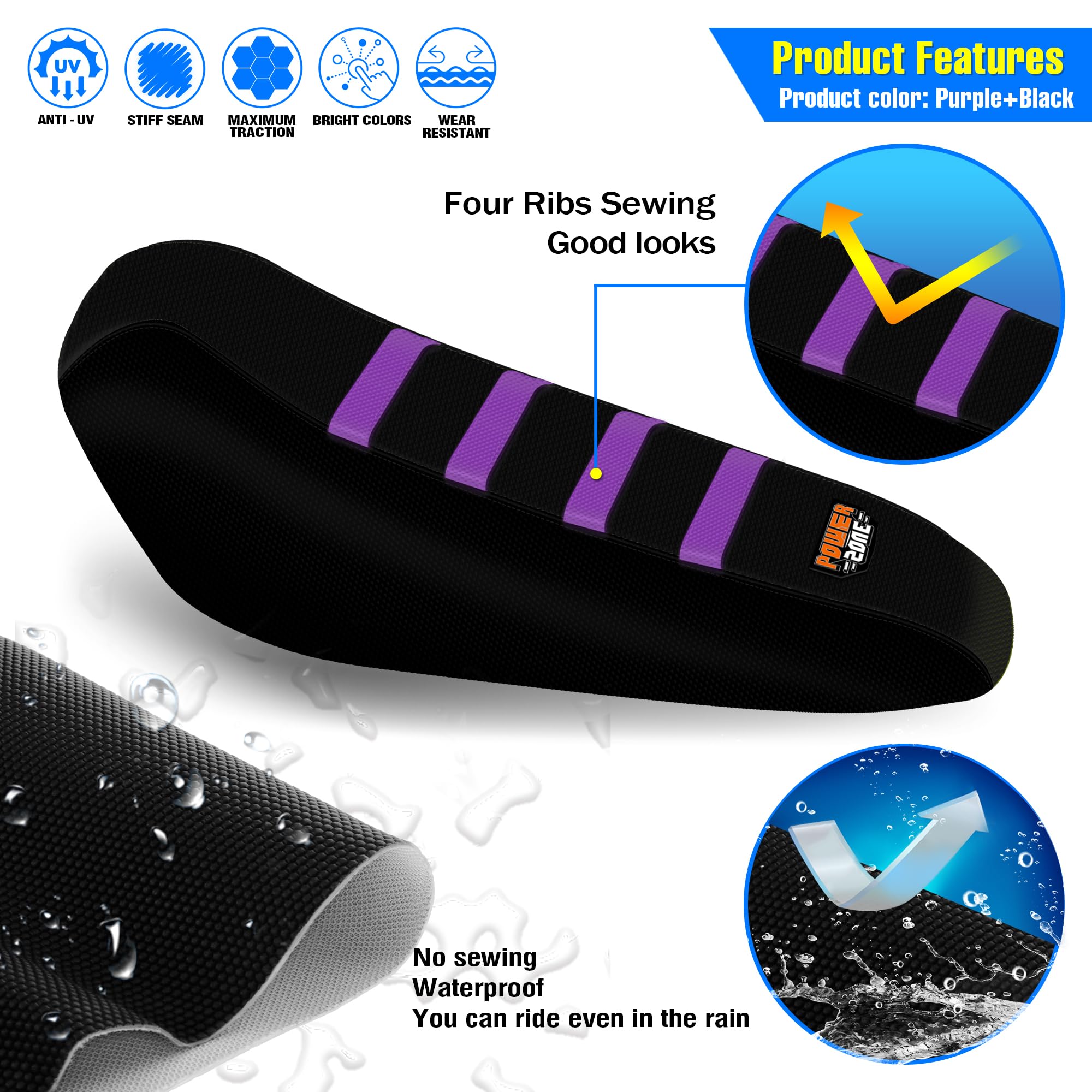 Gripper Dirt Bike Seat Cover for Sur Ron Light Bee X/S, Motorcycle Electric Bike Seat Covers (Black-White)