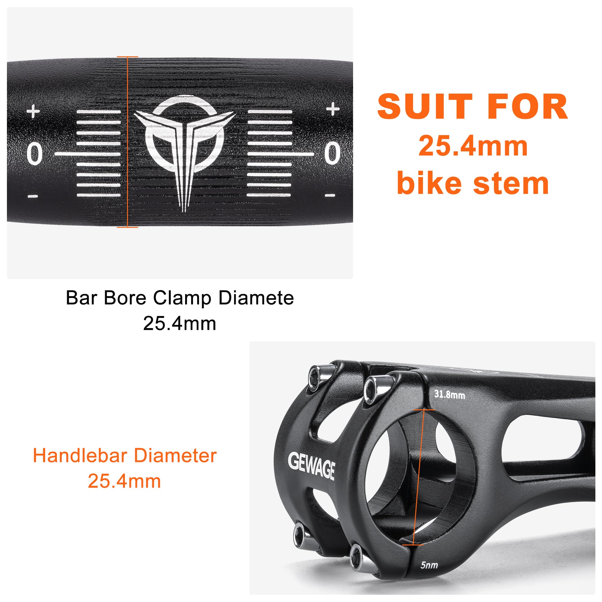 31.8 Bike Handlebar - 25mm, 55mm, 70mm, 90mm,120mm Riser Handlebar - 780mm Aluminium Alloy Mountain Bike Bicycle Handlebars (31.8-120mm Rise)