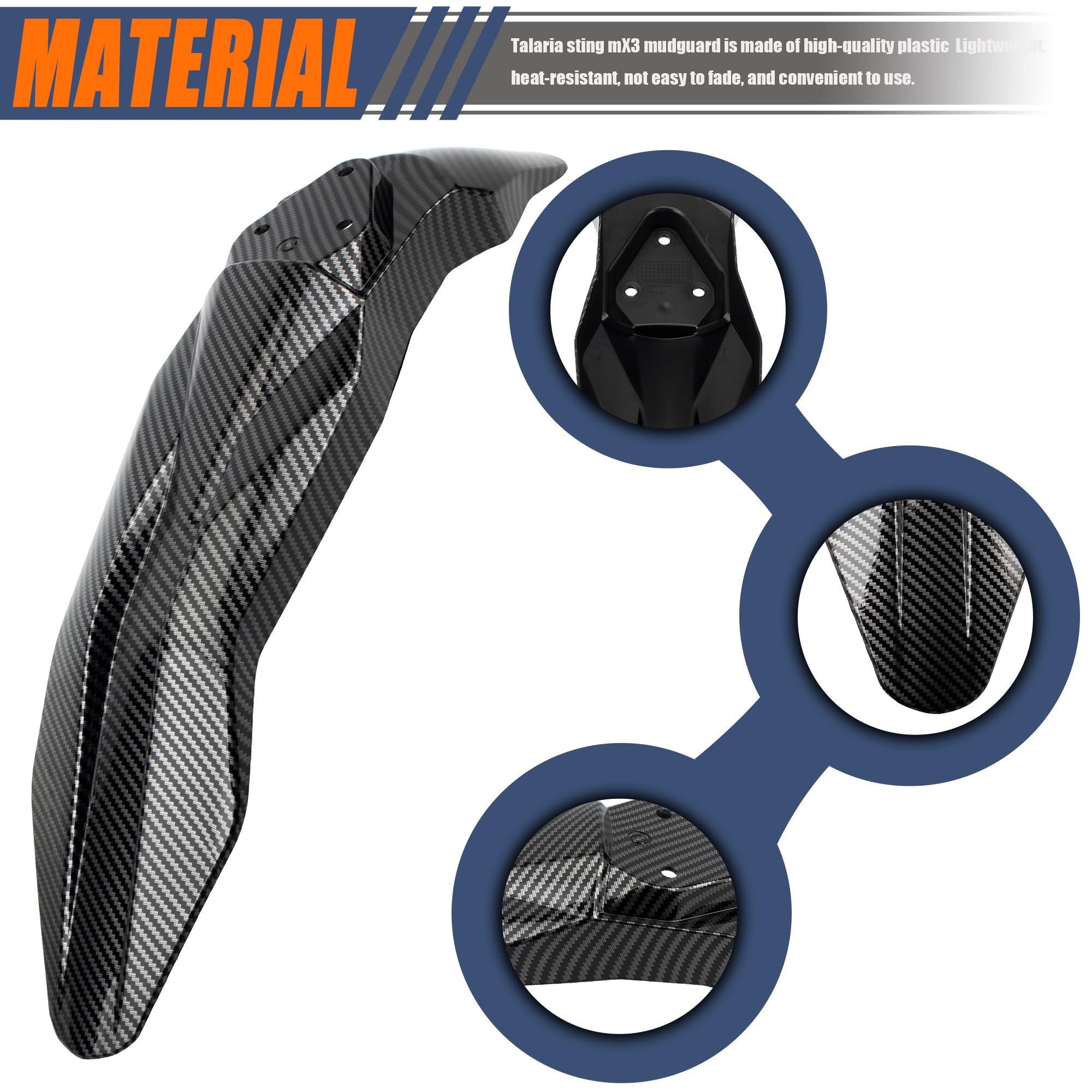 Motorcycle Fender Set Shock Front Rear Mudguard Fender Protector Compatible with Talaria Sting MX3 MX4 Electric Dirt Bike-Black