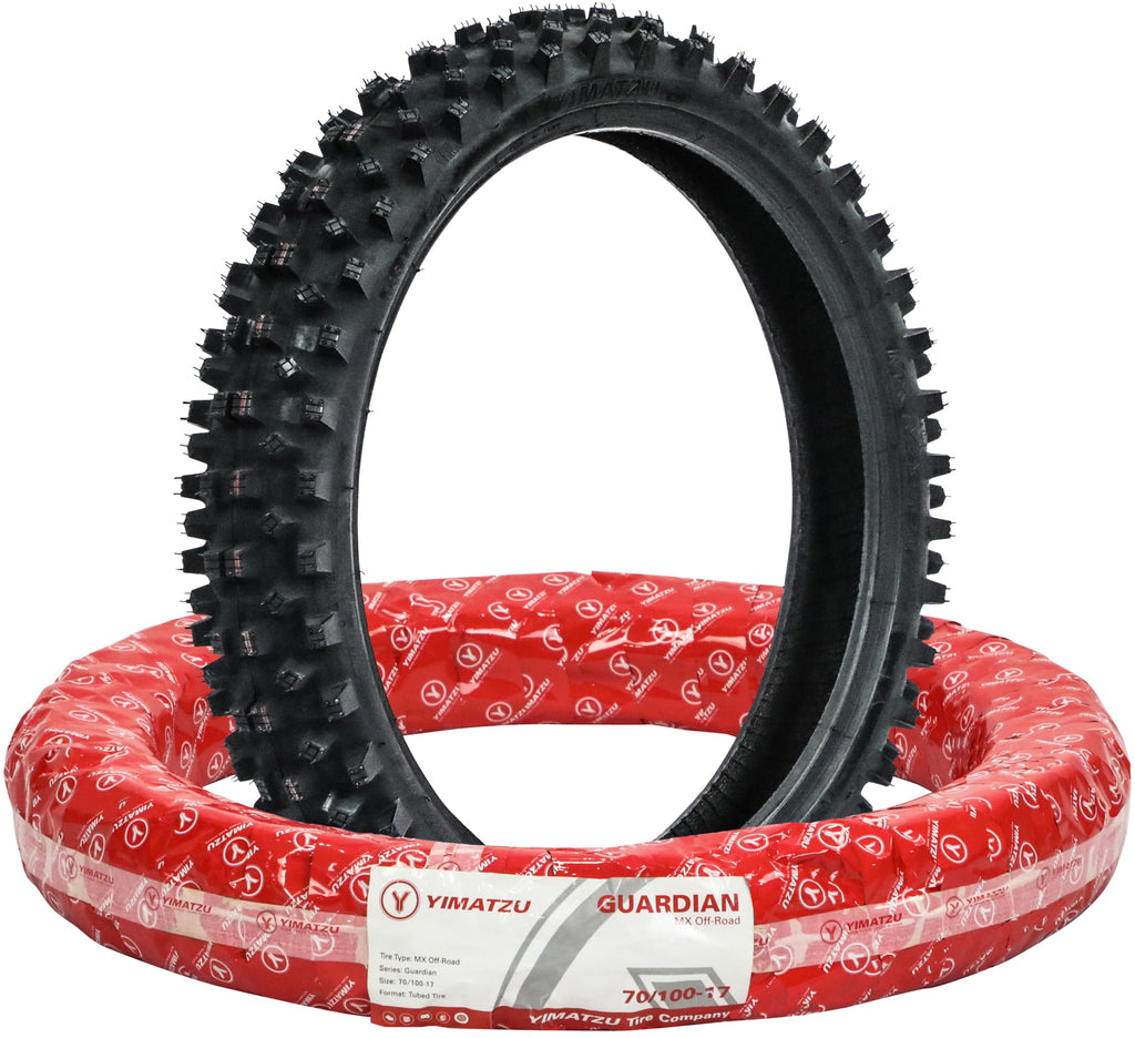 90/100-14 Rear MX Tire and TR4 Tube – 6PR Knobby Tire for MX & Off-Road – Intermediate Terrain – Rear Wheel