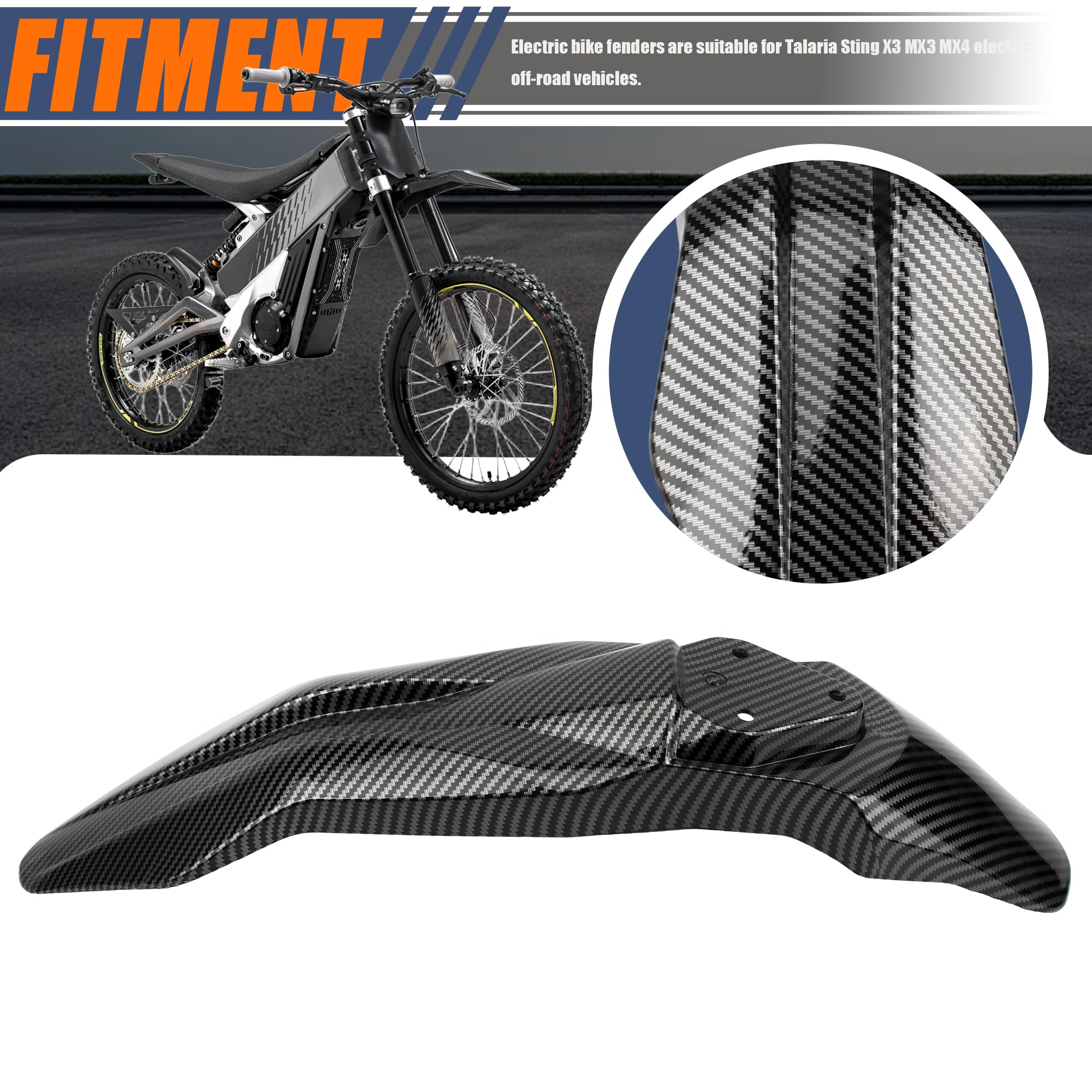 Short Rear Fender Protector,Talaria Rear Mudguard For MX3 MX4 Electric Dirt Bike EBike - Carbon Fiber