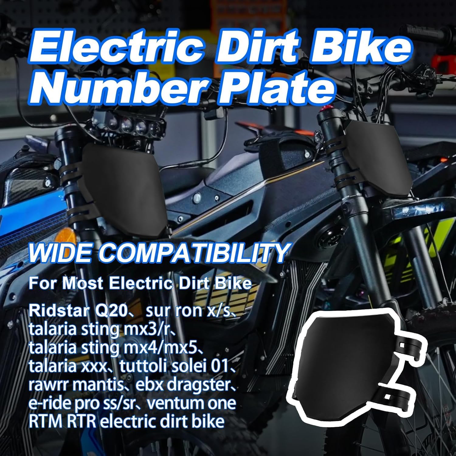 Electric Dirt Bike Downhill Number Plate Front License for Ridstar Q20 Surron Light Bee LBX Talaria Sting MX3/R MX4 MX5 Talaria XXX E-Ride Pro SR S SS 2.0 3.0 Tutti Soleil 01 (Purple)
