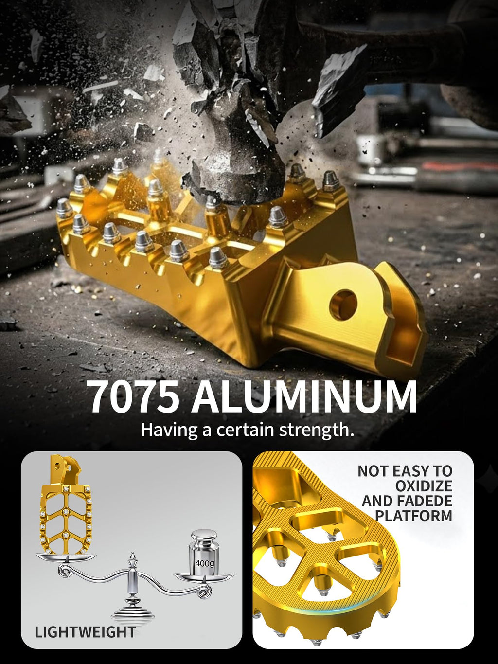 JFG RACING Dirt Bike Foot Pegs,7075 Aluminum CNC Pedals Rests for Surron Light Bee X and S/E Ride Pro SS/CRF150F CRF230F 03-19/CRF250F 19-24/XR150L 15-24/KDX200 83-94-Red