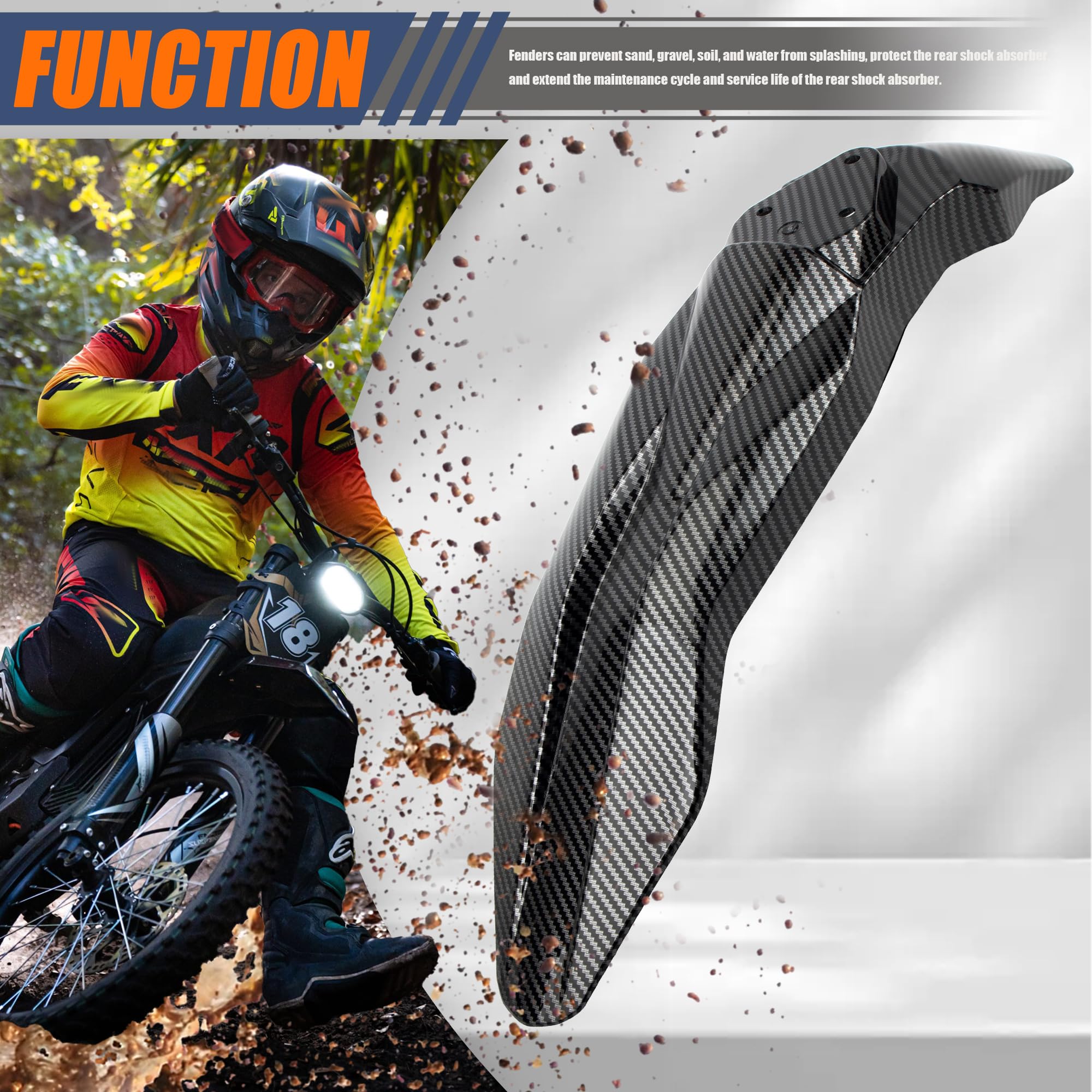 Short Rear Fender Protector,Talaria Rear Mudguard For MX3 MX4 Electric Dirt Bike EBike - Carbon Fiber