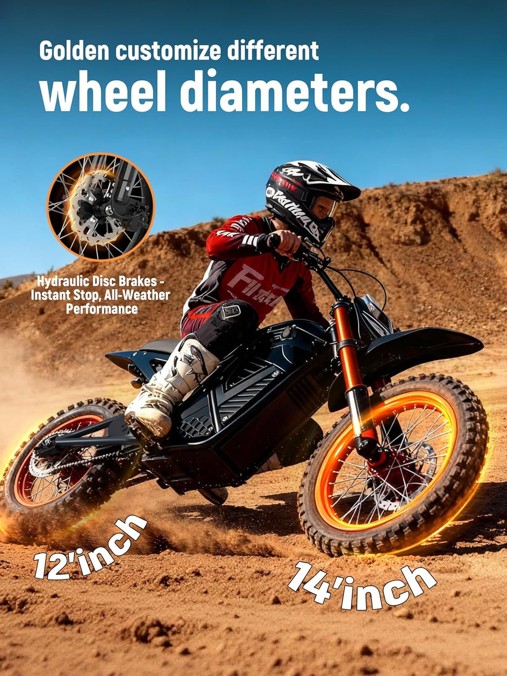 ESKUTE Electric Dirt Bike for Teens Adults, Mid-Drive Motor 3500W Peak, Electric Motorcycle 48V23Ah Battery, Hydraulic Disc Brake，53Mile,38mph, Hydraulic Nitrogen Dual Shock Absorbers,Black