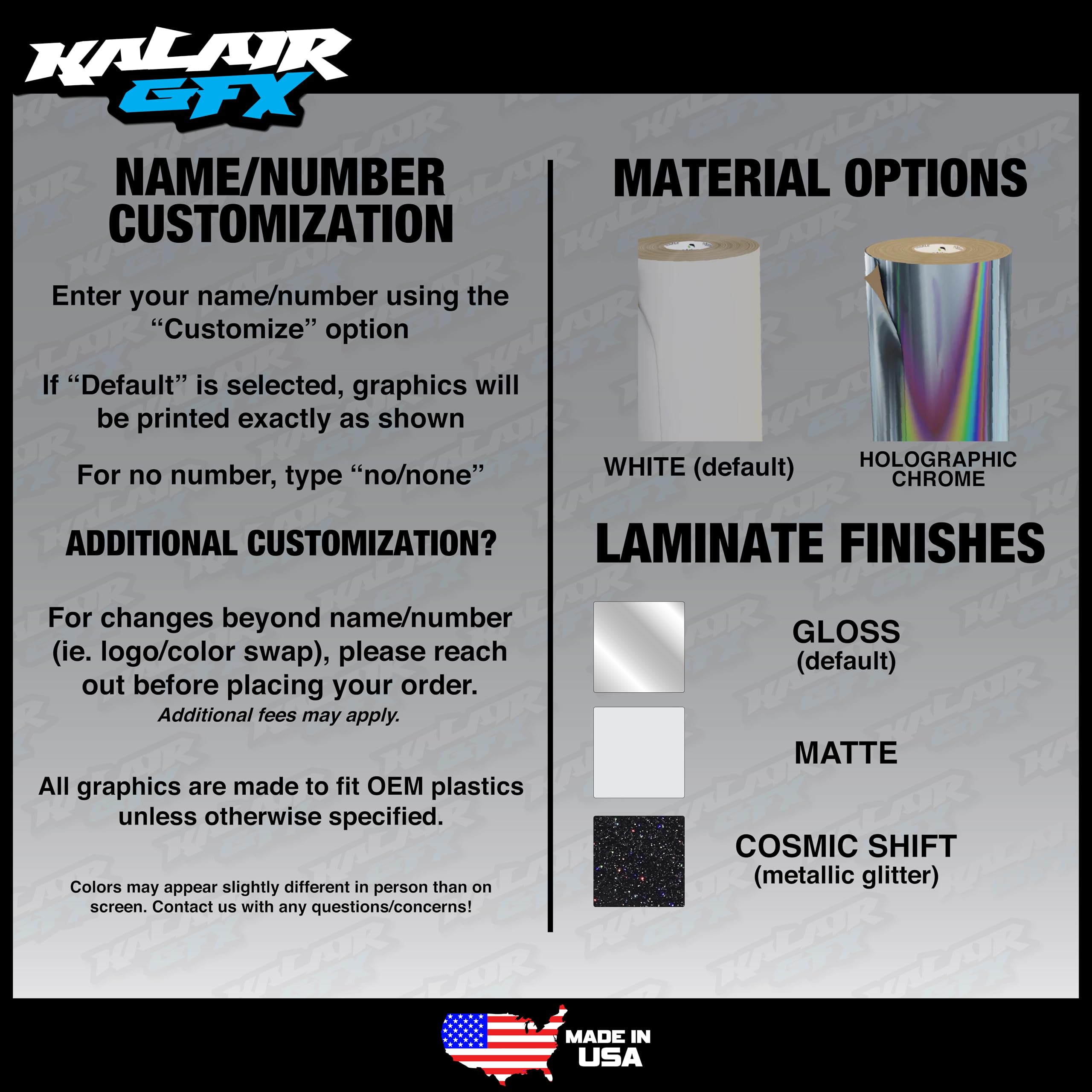 Graphics Kit for Yamaha TTR 110 (2008+) CORE Series Cm Holographic 16 Mil - Dirt bike Custom Racing Graphics Decals Stickers Kit, no-plastics