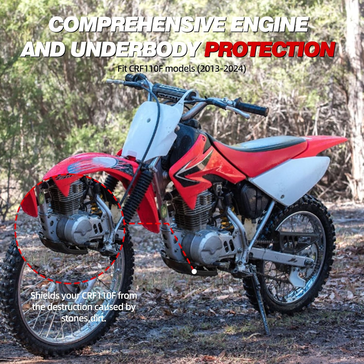 Dirt Pit Bike Skid Plate for CRF 110 CRF110F CRF110 CRF 110F 2013-2024 Motorcycle Engine Skid Plate Guard