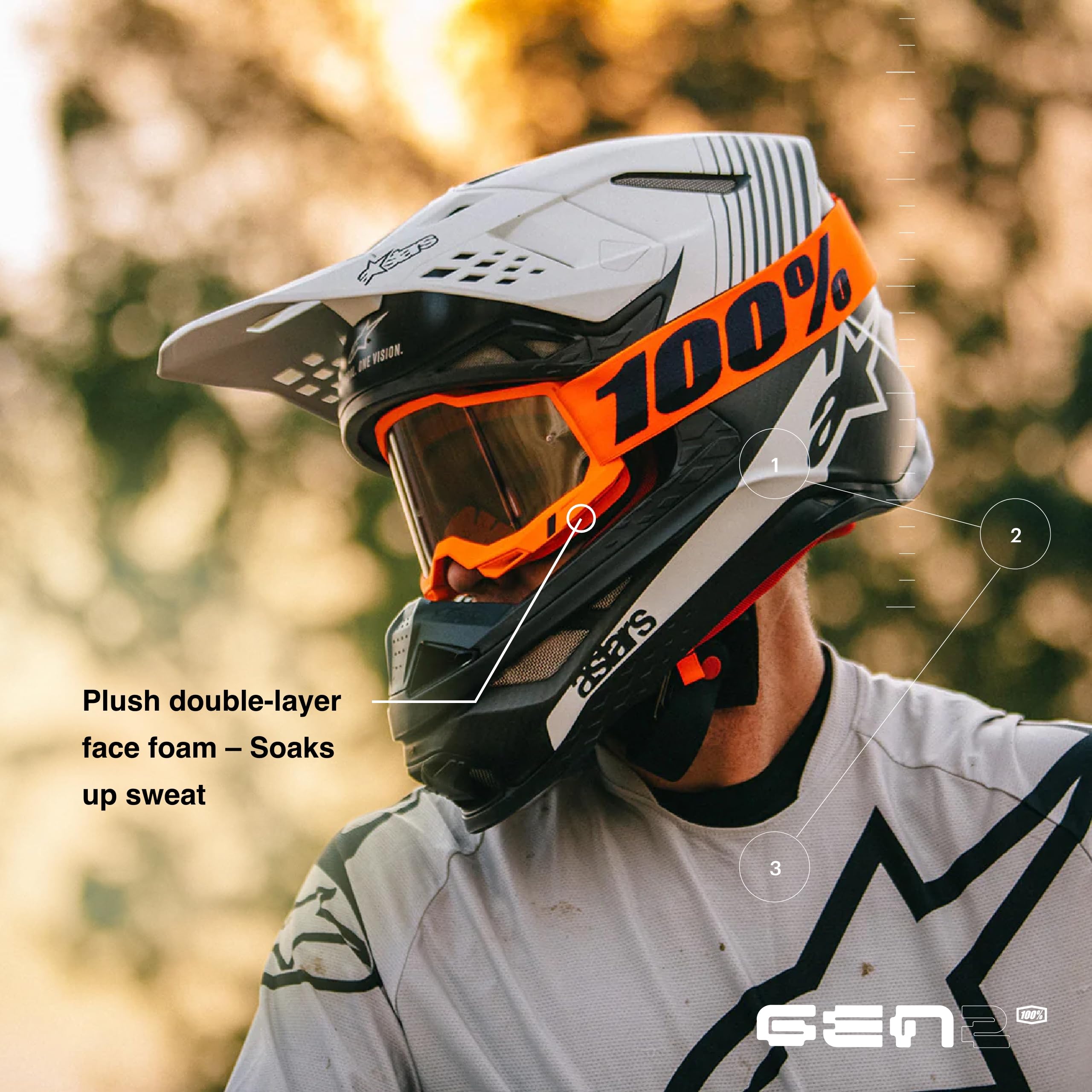 100% Strata 2 Sand Motocross & Mountain Bike Goggles - MX and MTB Racing Protective Eyewear