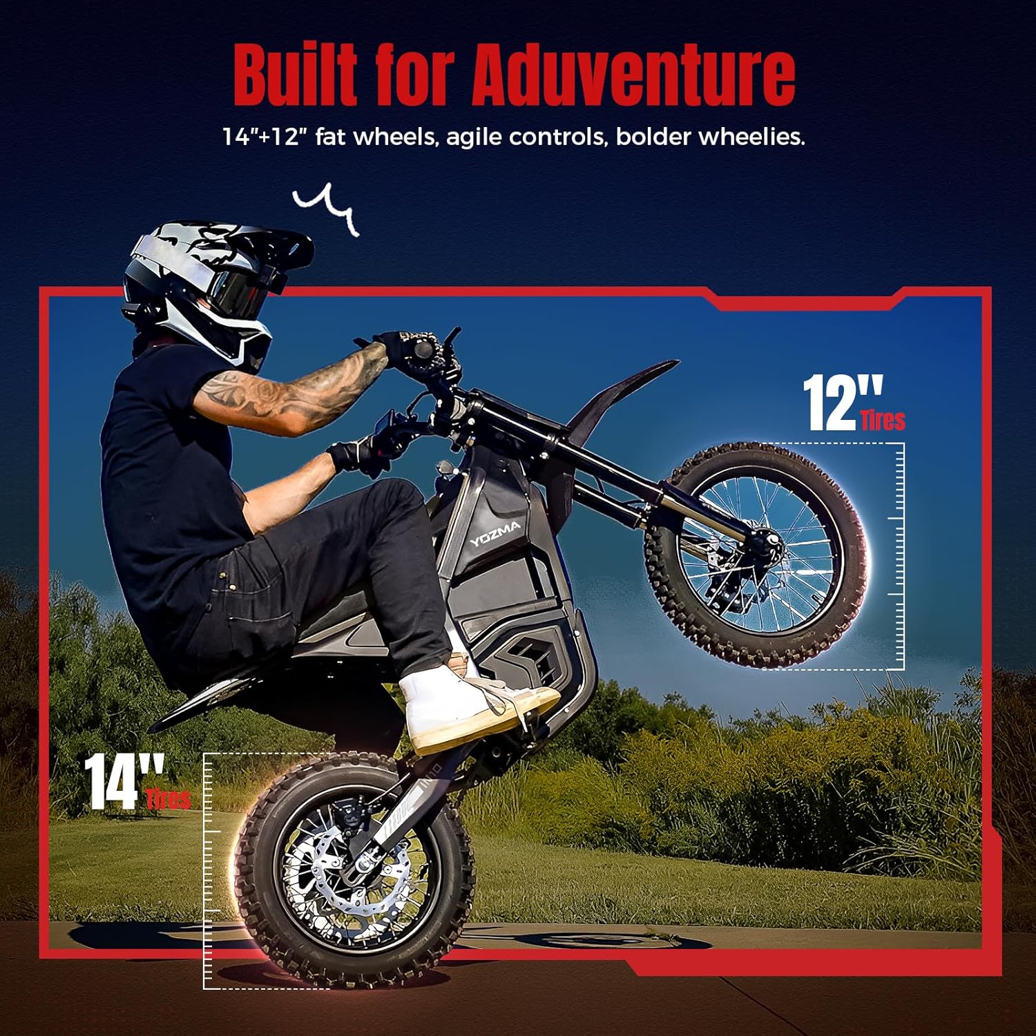 Yozma IN10 Electric Dirt Bike, 2600W 64.4km/h Electric Motorcycle with 48V/23AH Battery Ebike, Full Hydraulic Brakes and Suspensions Mountain Off-Road E Dirt Bike