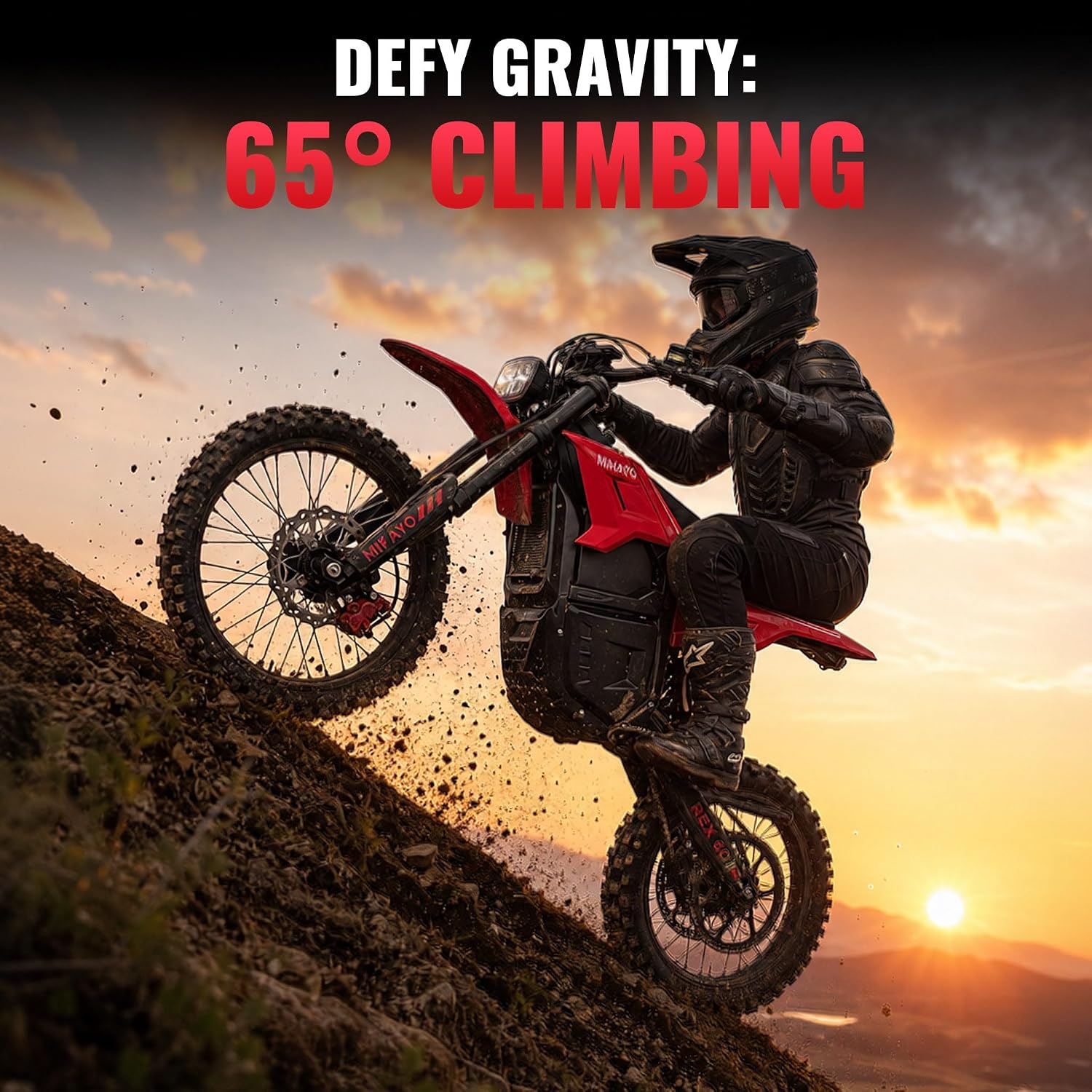 Mihayo REX60 Mid-Drive Electric Dirt Bike with 17"/14" Tires, 5500W Peak Power Off-Road e Bike, 60V 30Ah BMS Battery Electric Motorcycle for Adults, 50Mph Top Speed Dirtbike, 60 Miles Range