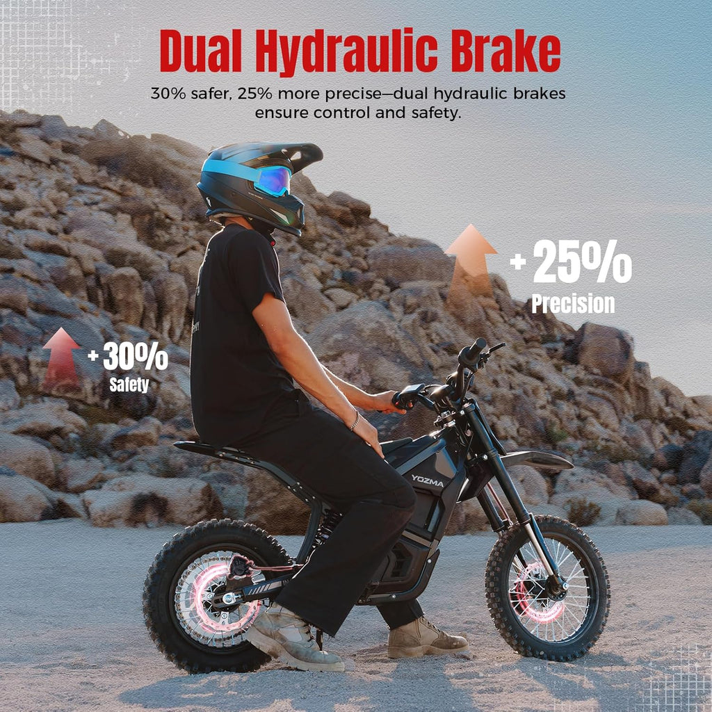 Yozma IN10 Electric Dirt Bike, 2600W 64.4km/h Electric Motorcycle with 48V/23AH Battery Ebike, Full Hydraulic Brakes and Suspensions Mountain Off-Road E Dirt Bike