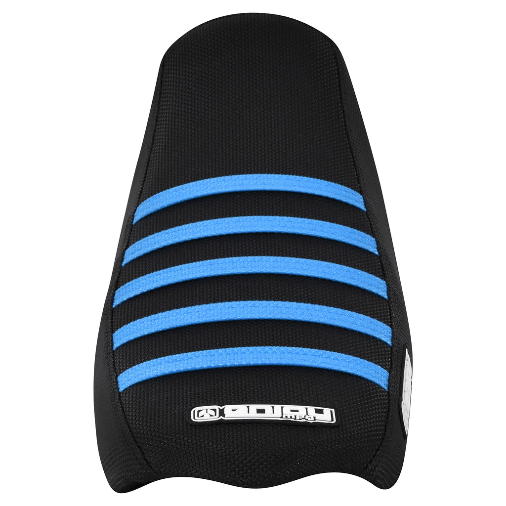 Enjoy Mfg Ribbed Seat Cover - Compatible with Talaria Sting Electric Motorcycle #362 (Black w/Light Blue Ribs)
