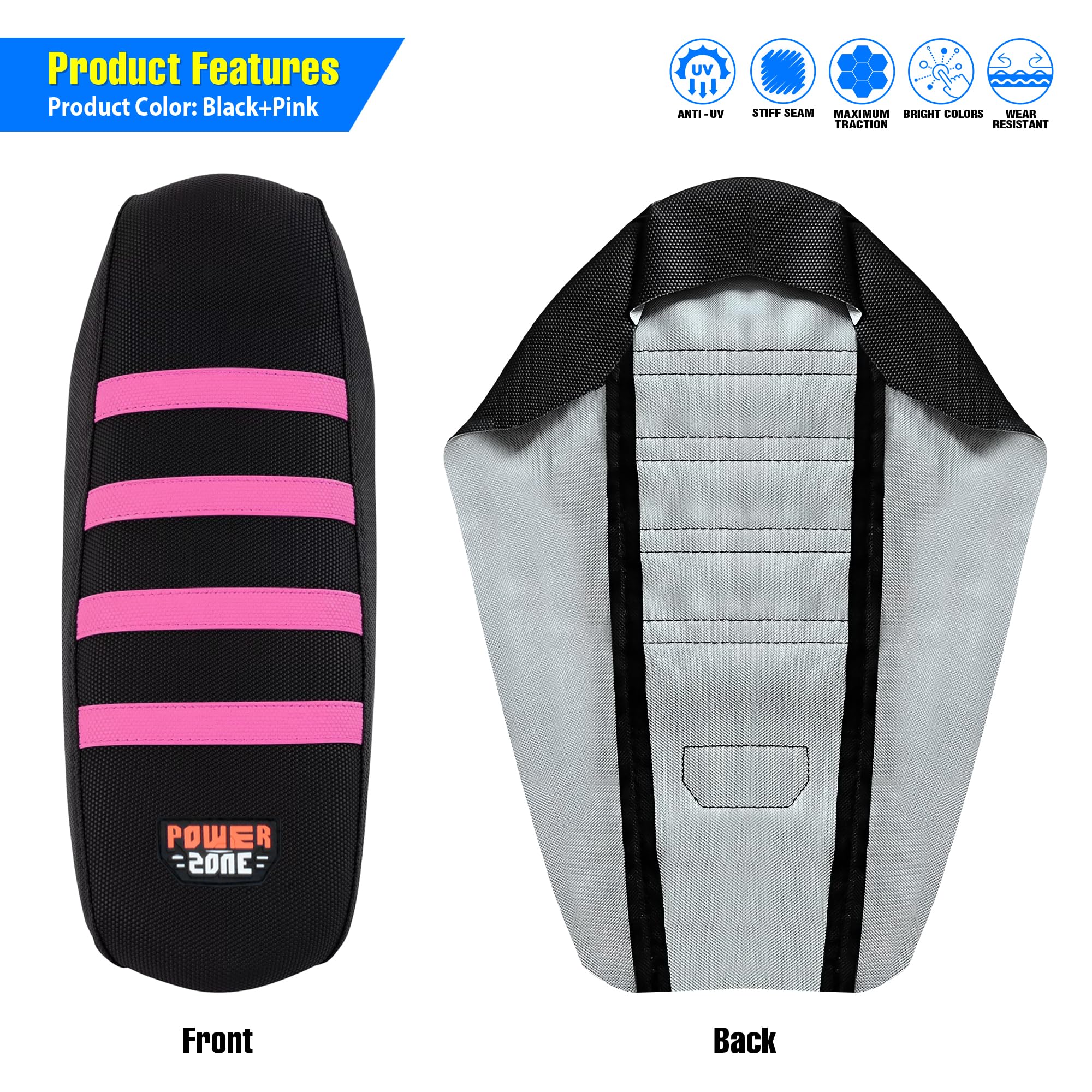 Gripper Dirt Bike Seat Cover for Sur Ron Light Bee X/S, Motorcycle Electric Bike Seat Covers (Black-White)