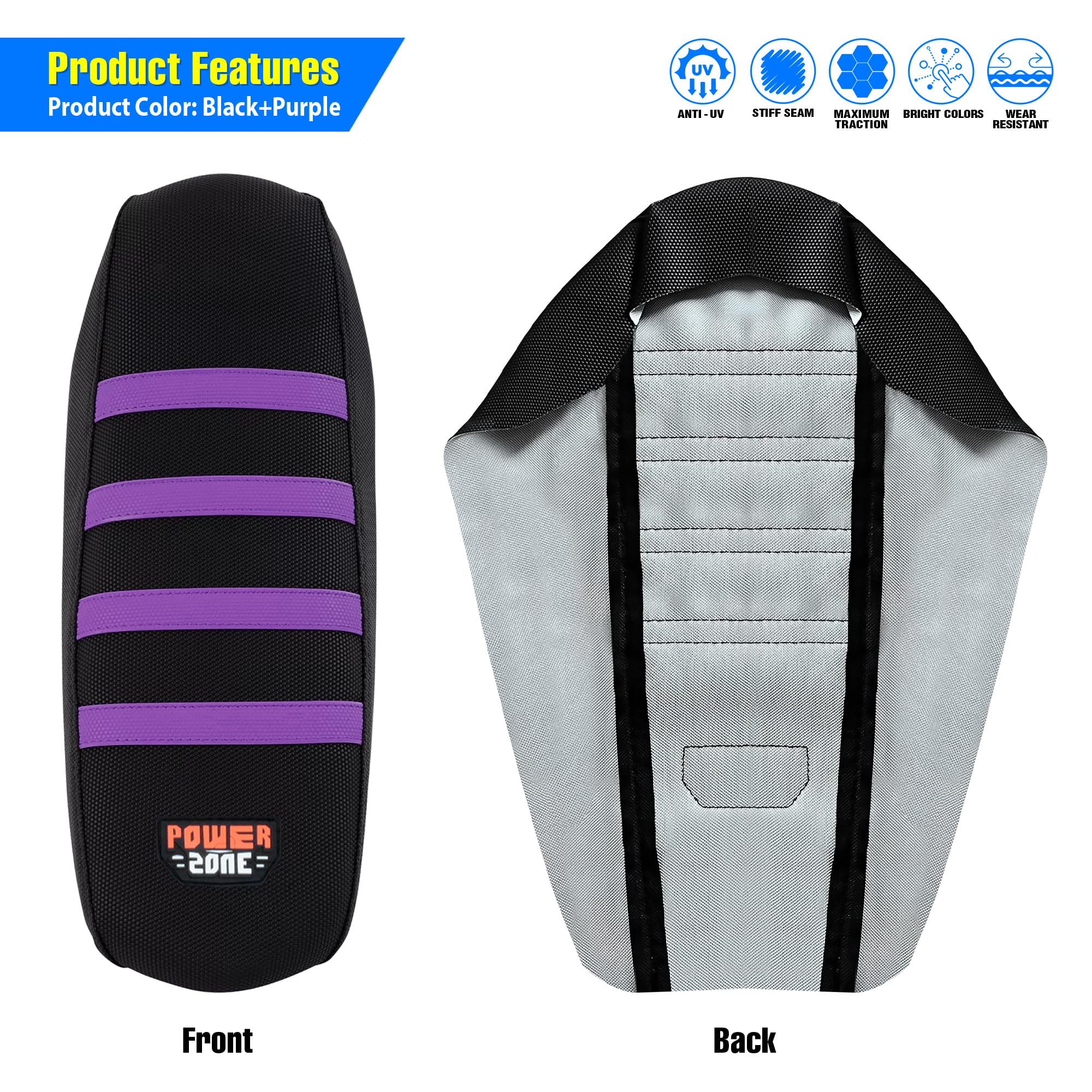 Gripper Dirt Bike Seat Cover for Sur Ron Light Bee X/S, Motorcycle Electric Bike Seat Covers (Black-White)